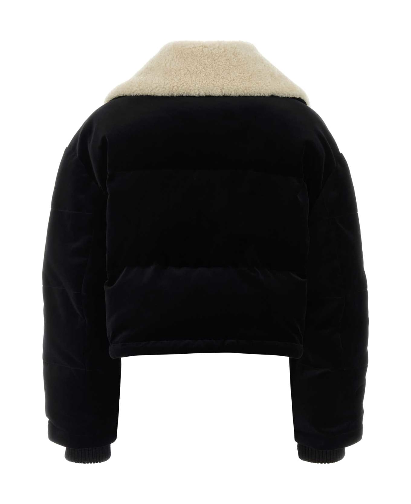 Gucci Black Velvet Padded Jacket - BLACKBLACKBLACK