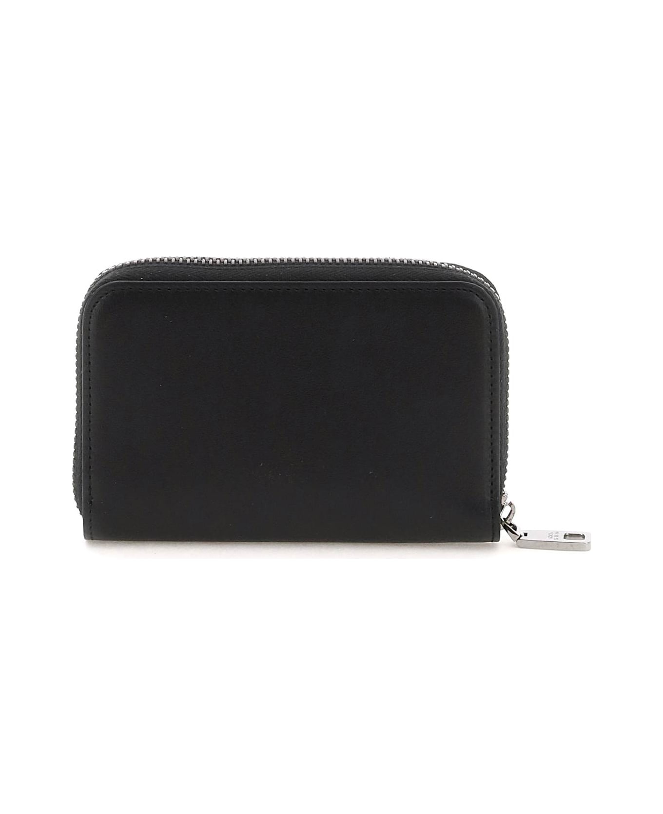 Dolce & Gabbana Logo Plaque Zipped Compact Wallet - BLACK (Black)