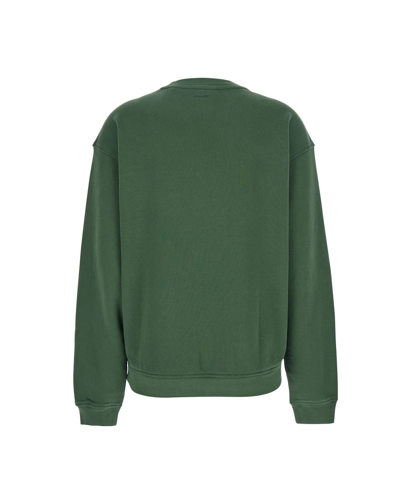 Frame 
privacy Please
 Green Crewneck T-shirt With Tonal Logo Embroidery On The Front In Cotton Blend Woman - Green