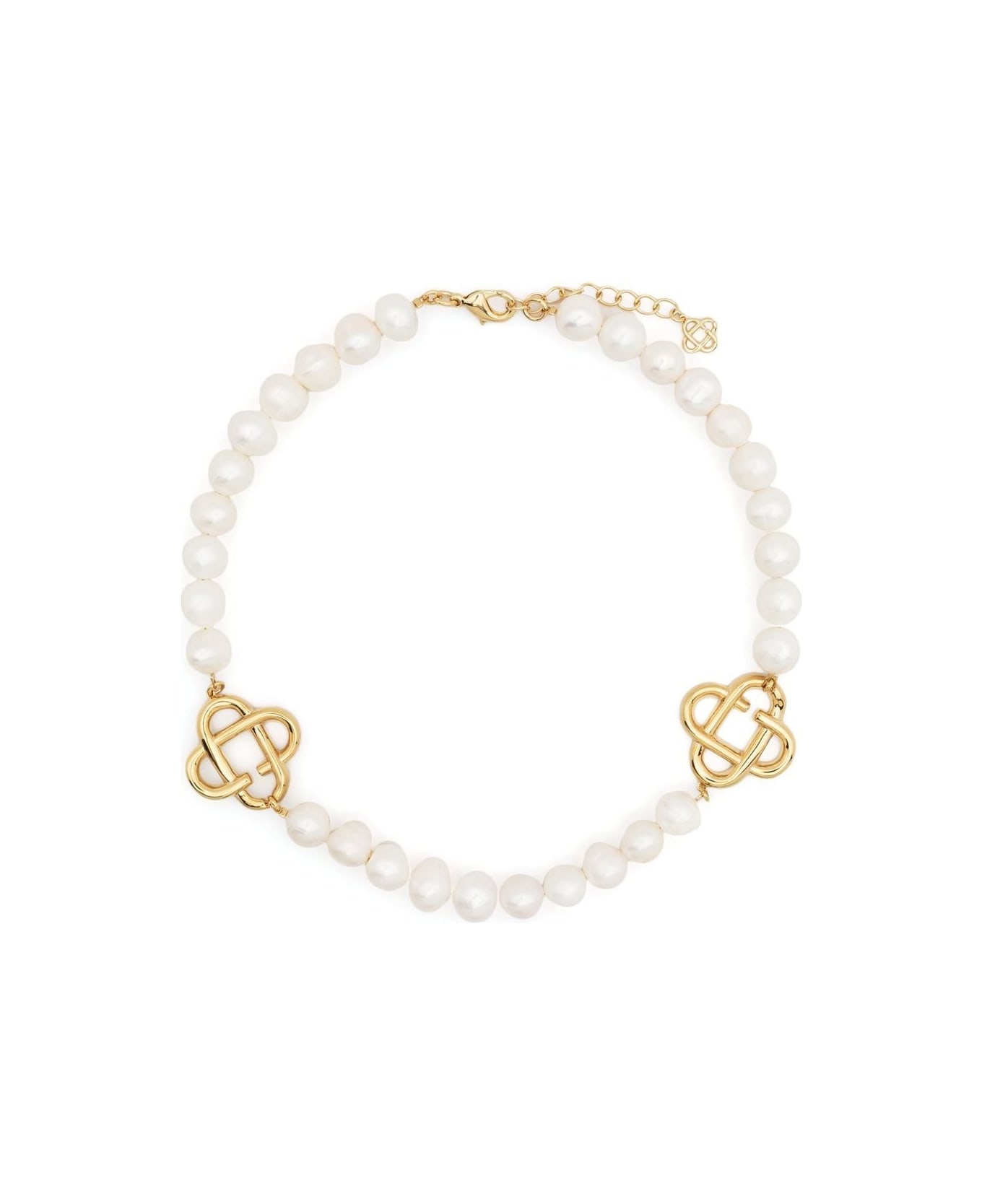 Casablanca Chunky Pearl Logo Necklace - Gold Pearl