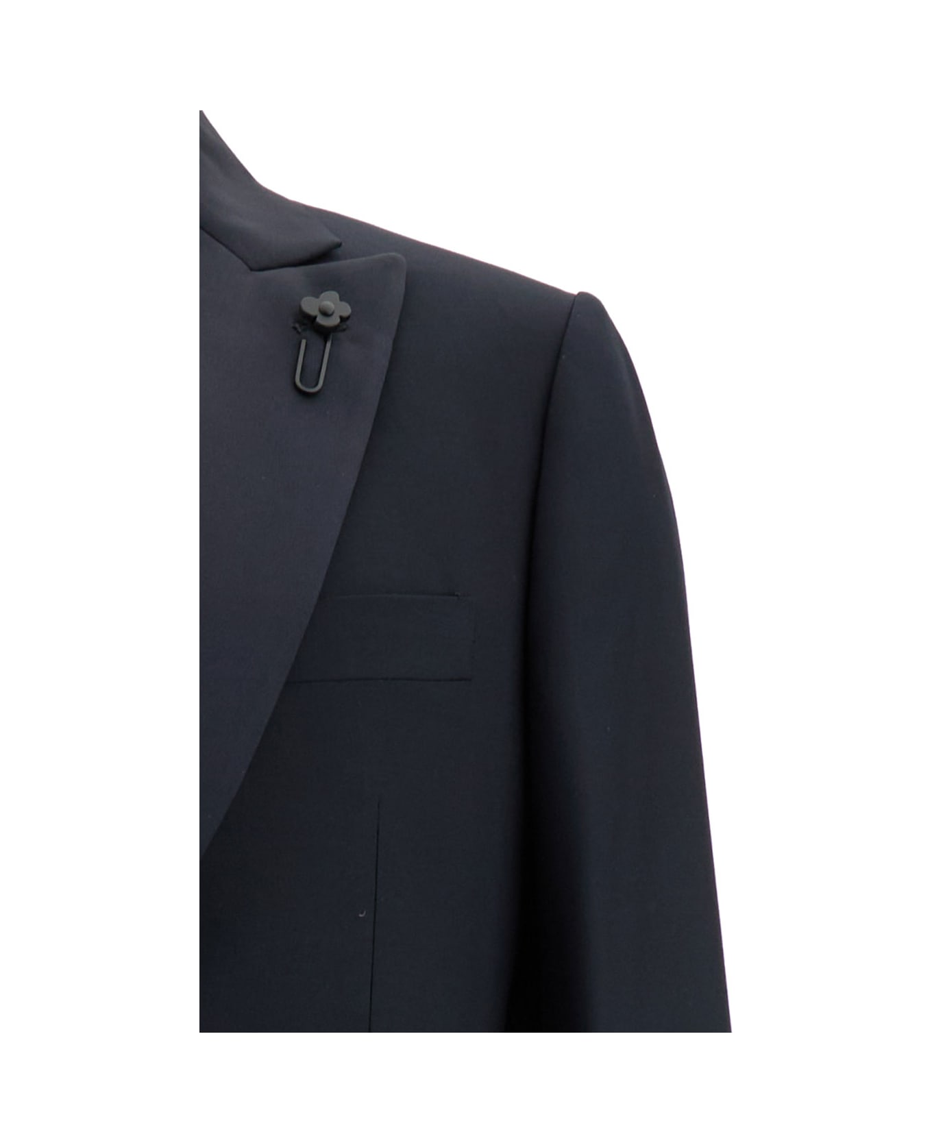 Lardini Blue Single-breasted Suit With Peak Revers In Wool Man - Blu