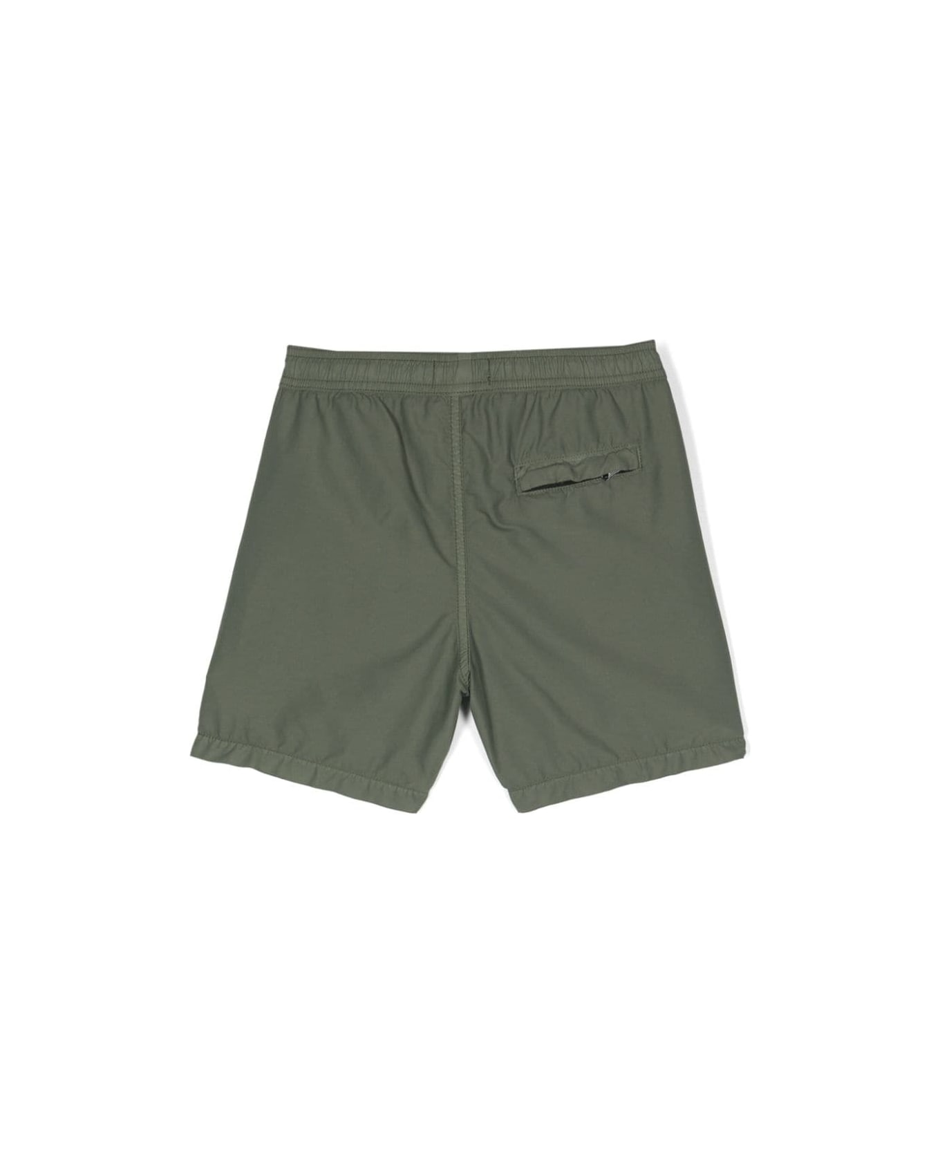 Stone Island Olive Green Swim Shorts With Logo Patch - GREEN 水着