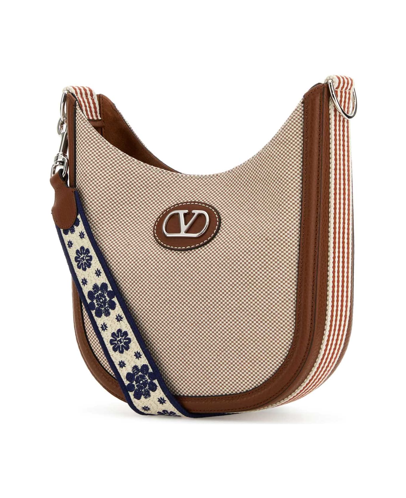 Valentino Garavani Top-tone Canvas Vlogo Signature Shoulder Bag - NATTOBACCOSELBIATDIMOROIVORYNAVY