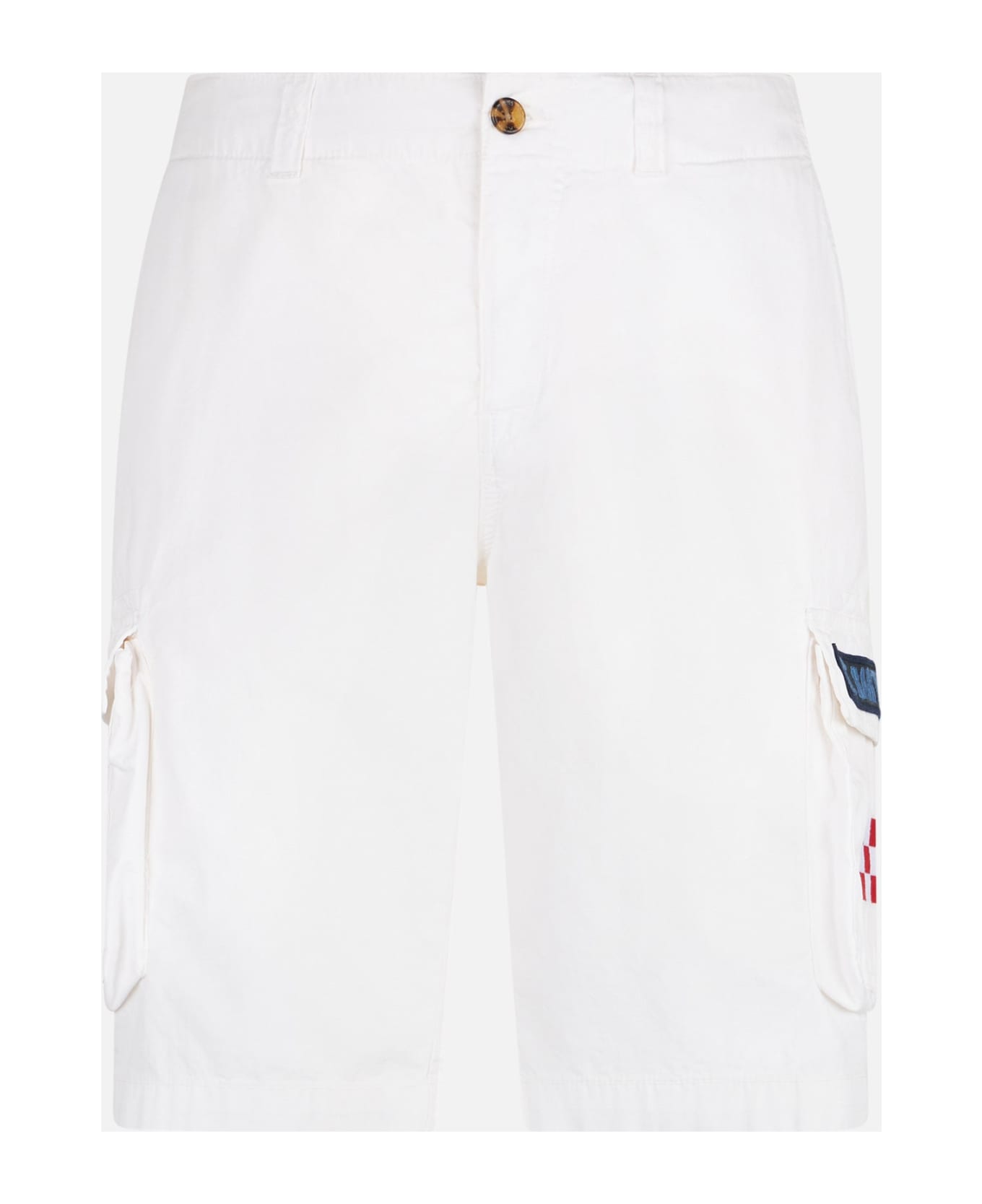 MC2 Saint Barth Man White Cotton Cargo Shorts - WHITE