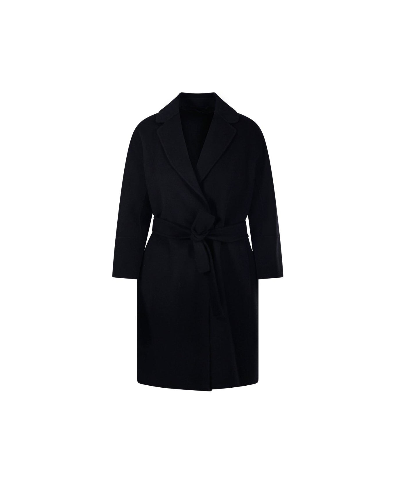 'S Max Mara Arona Belted Straight Hem Coat - Black