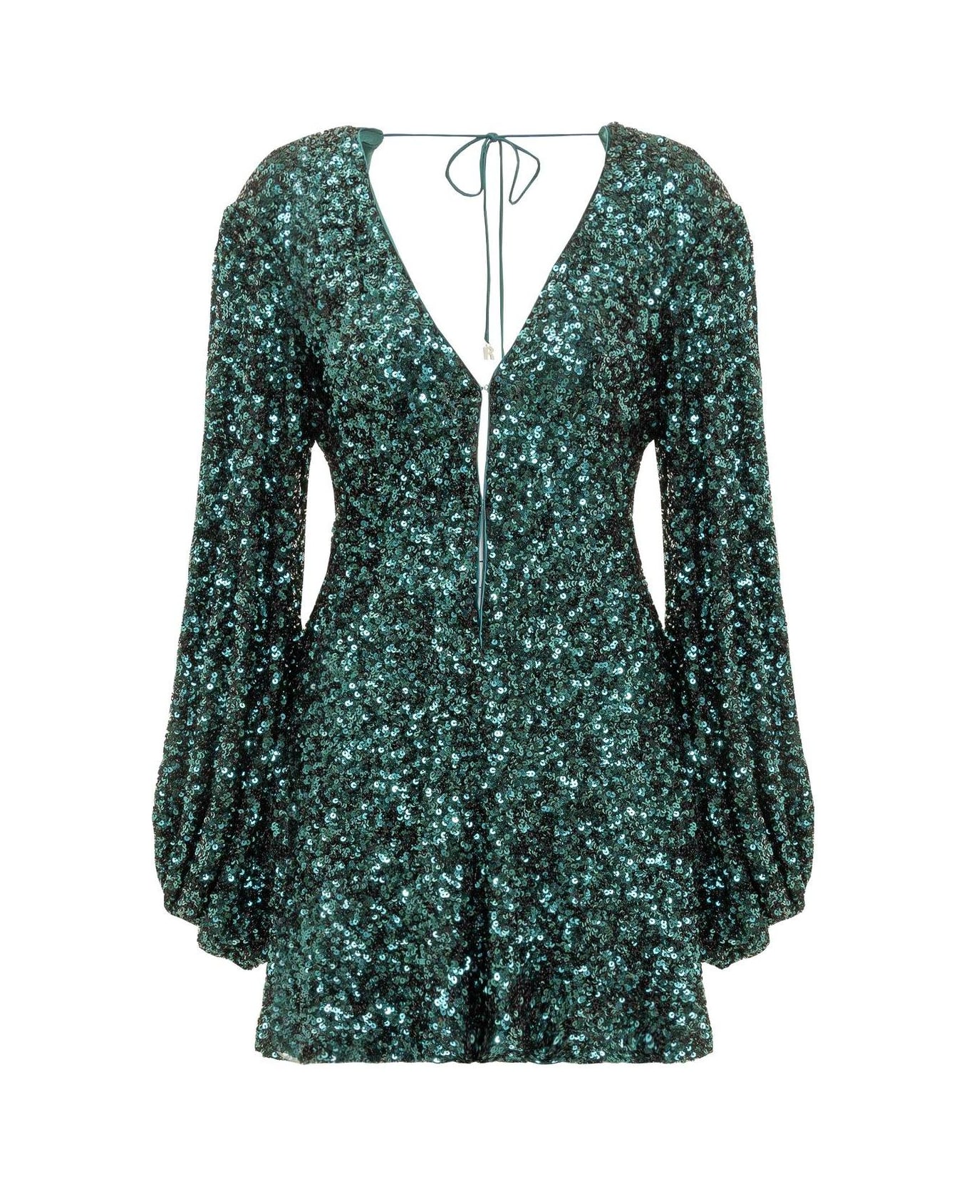 Rotate by Birger Christensen Sequin Embellished V-neck Mini Dress - Green