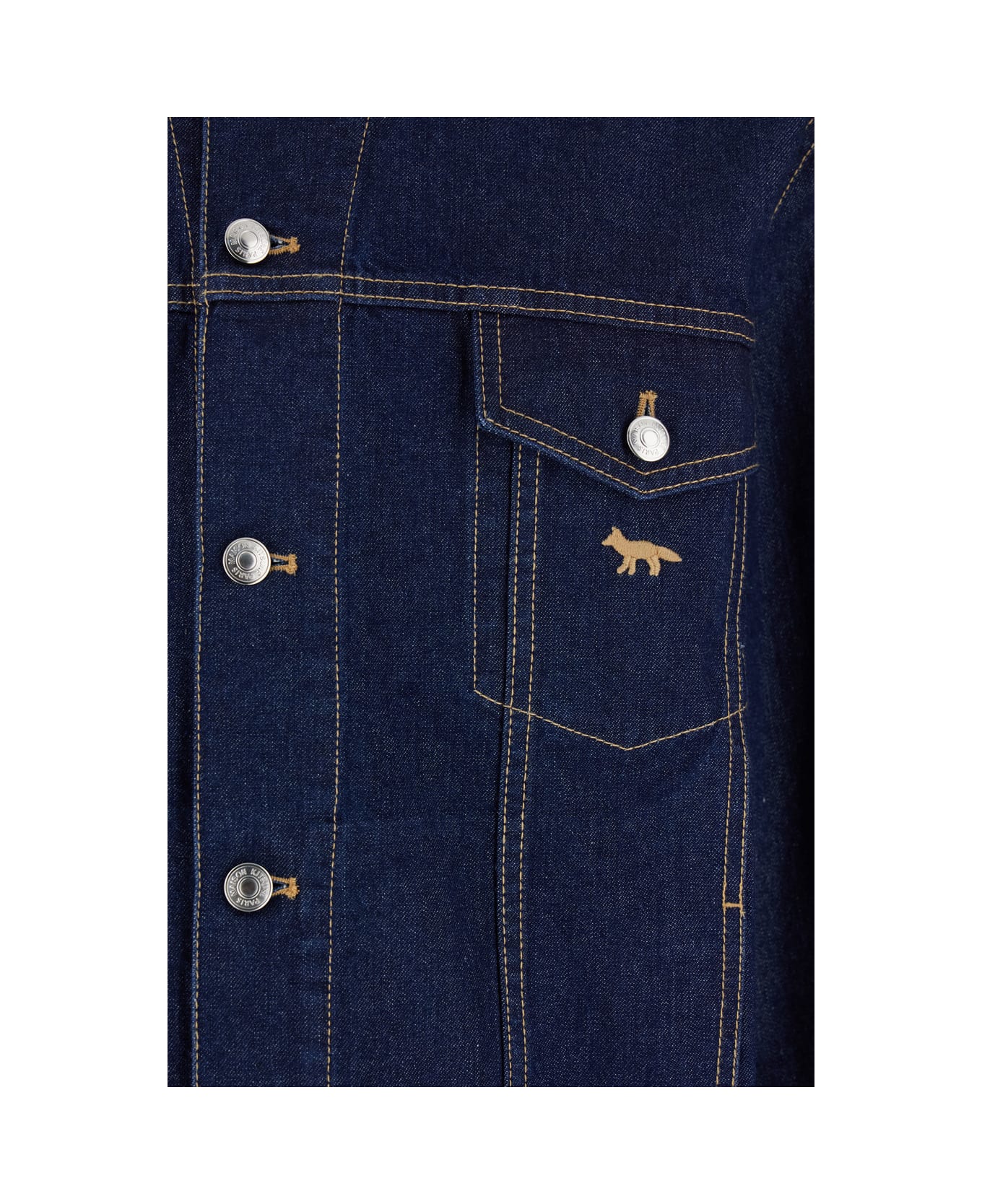Maison Kitsuné 
trucker
 Blue Jacket With Logo Embroidery On The Front And Logo Patch On The Rear In Denim Man - Blu