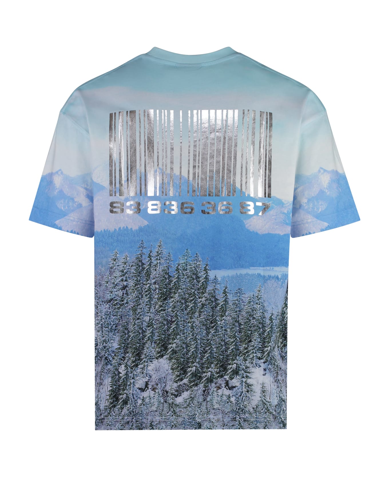 VETEMENTS Neuschwanstein Winter Printed Cotton T-shirt - Light Blue