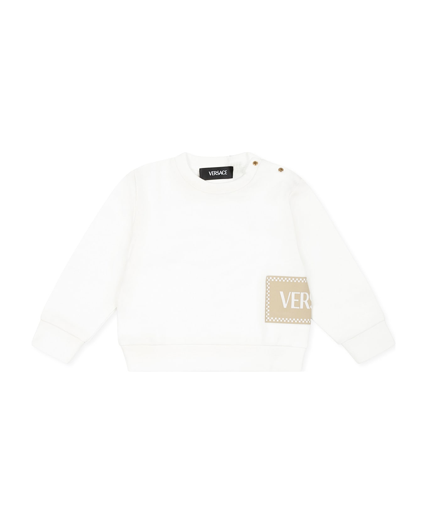 Versace White Sweatshirt For Babykids With Logo - White