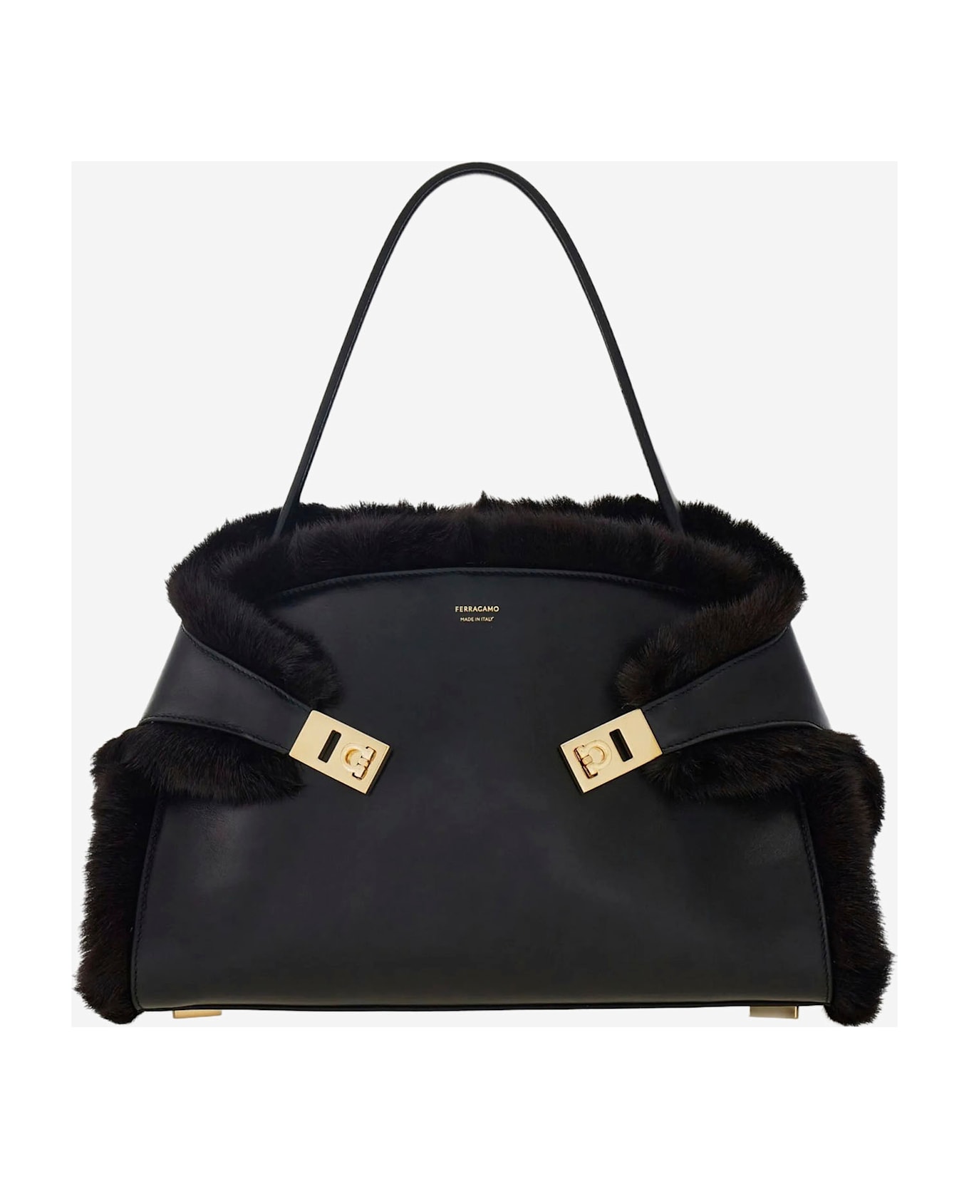 Ferragamo Hug Soft Shoulder Bag - Black