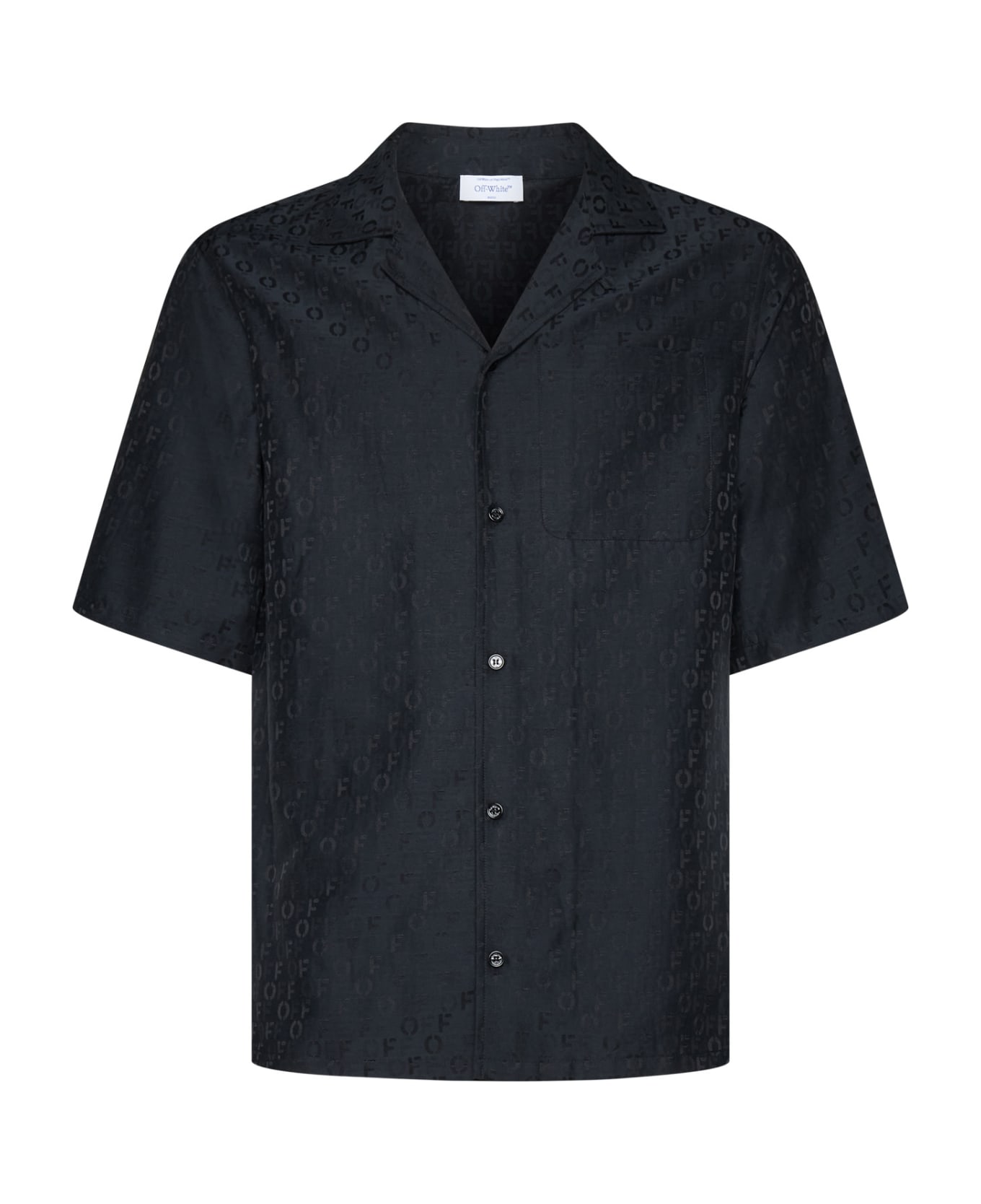 Off-White Silk-cotton Short Sleeve Shirt - Black No C