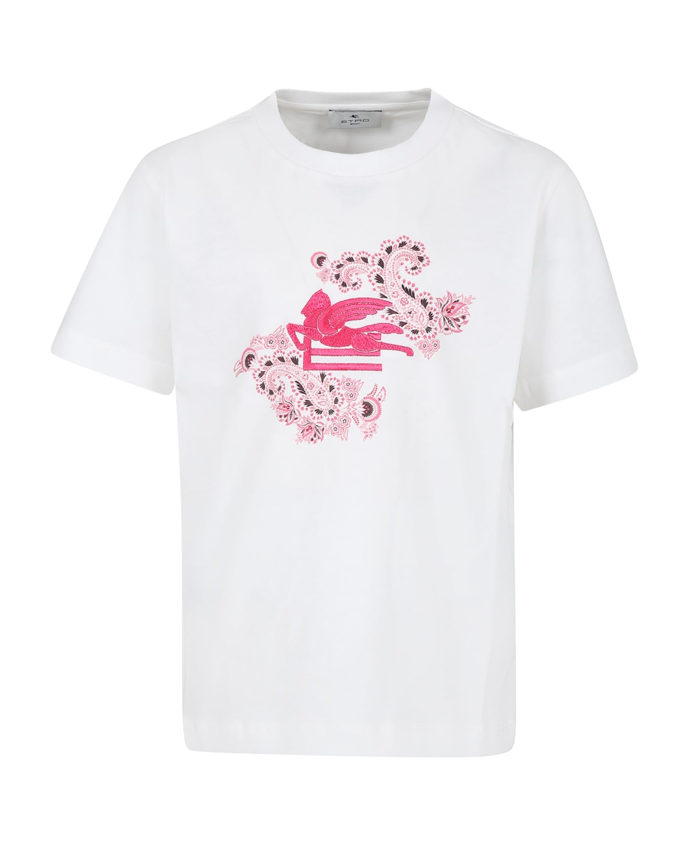Etro Ivory T-shirt For Girl With Pegasus - Ivory