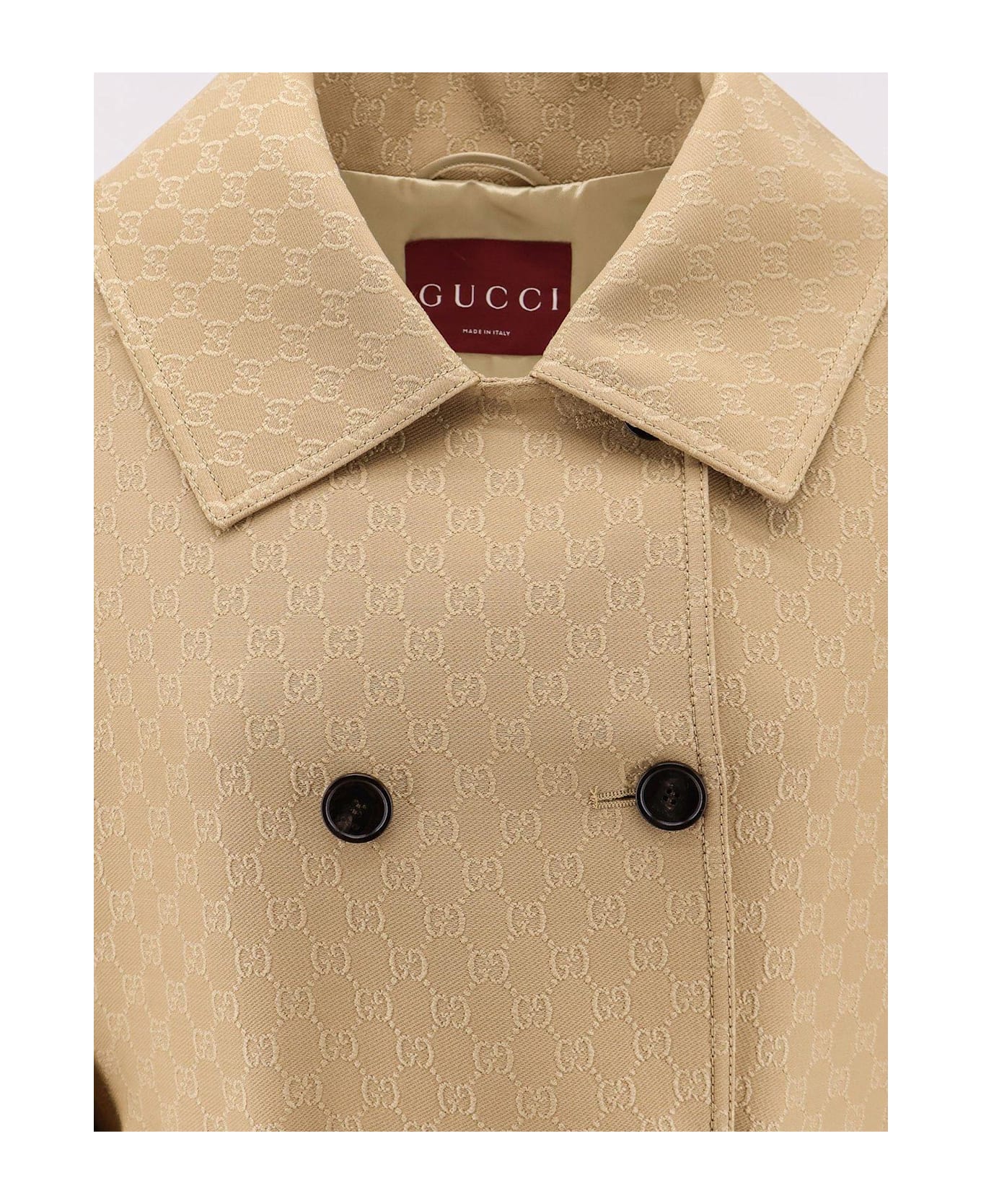 Gucci Gg Crêpe Double-breasted Coat - Beige