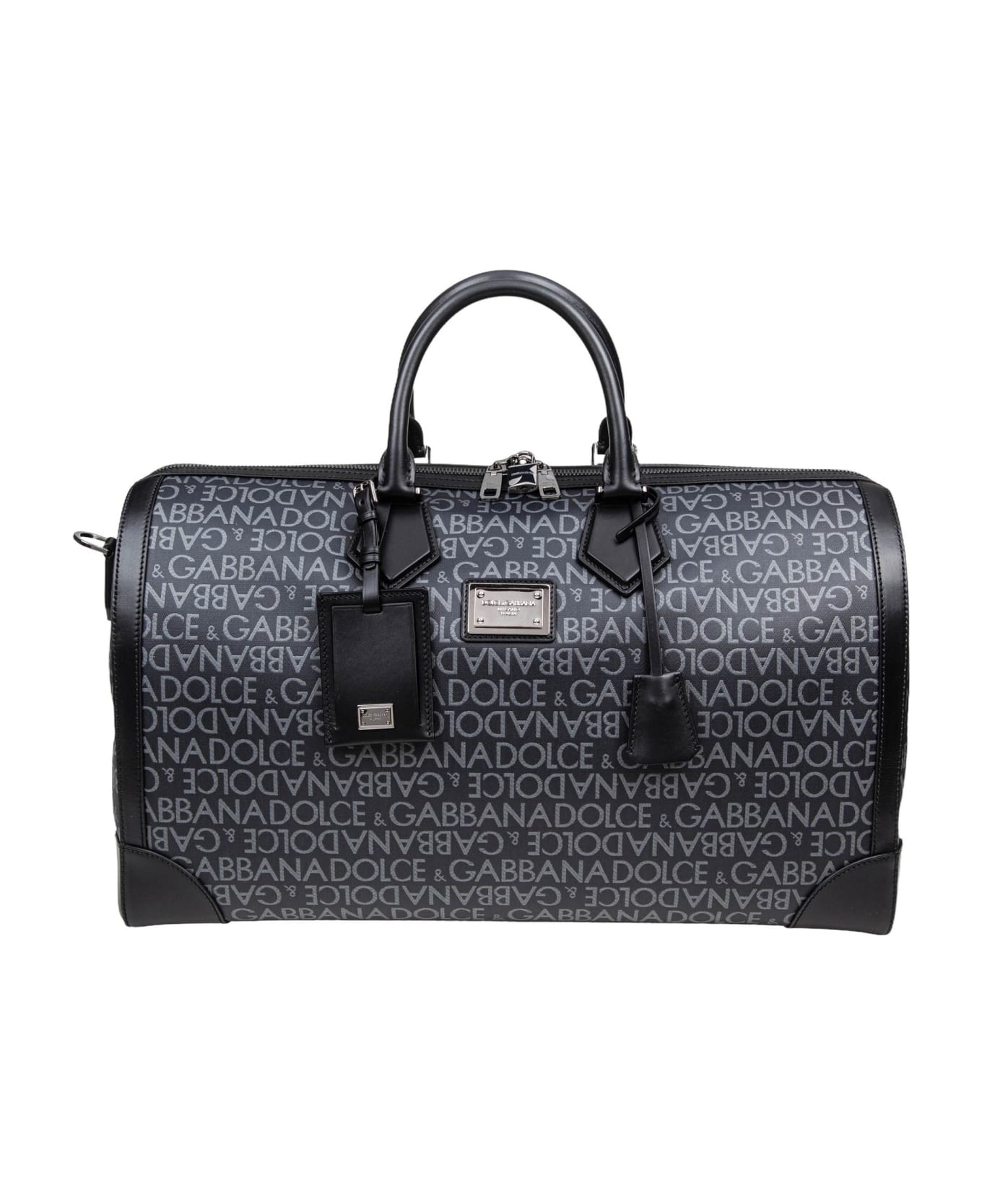 Dolce & Gabbana Allover Logo Duffle Bag - Black / Grey