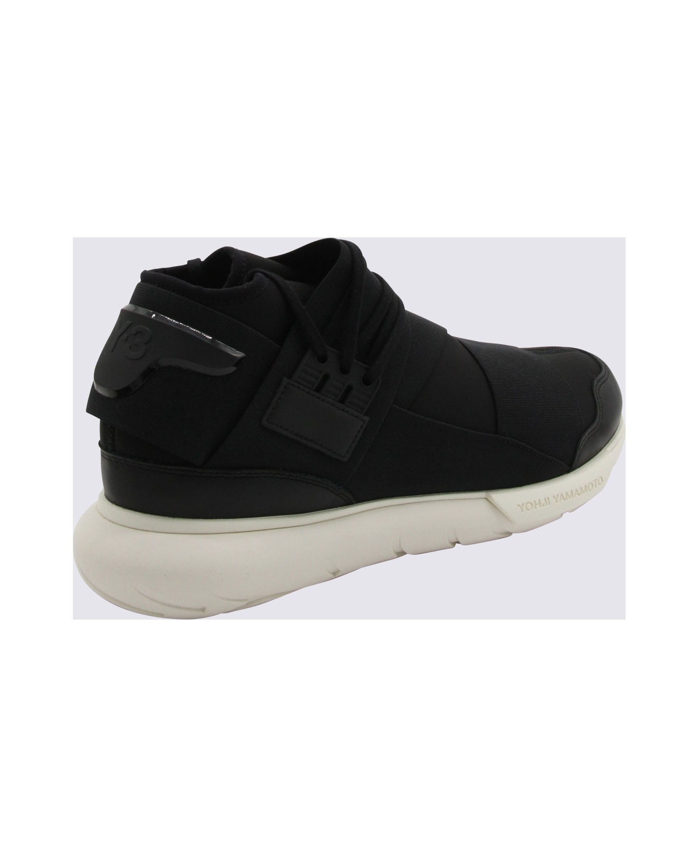 Y-3 Black And Off White Qasa Sneakers - black/black/off white