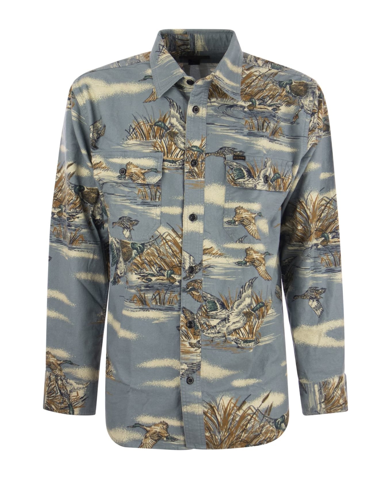 Filson Flannel Shirt With Print - Light Blue シャツ