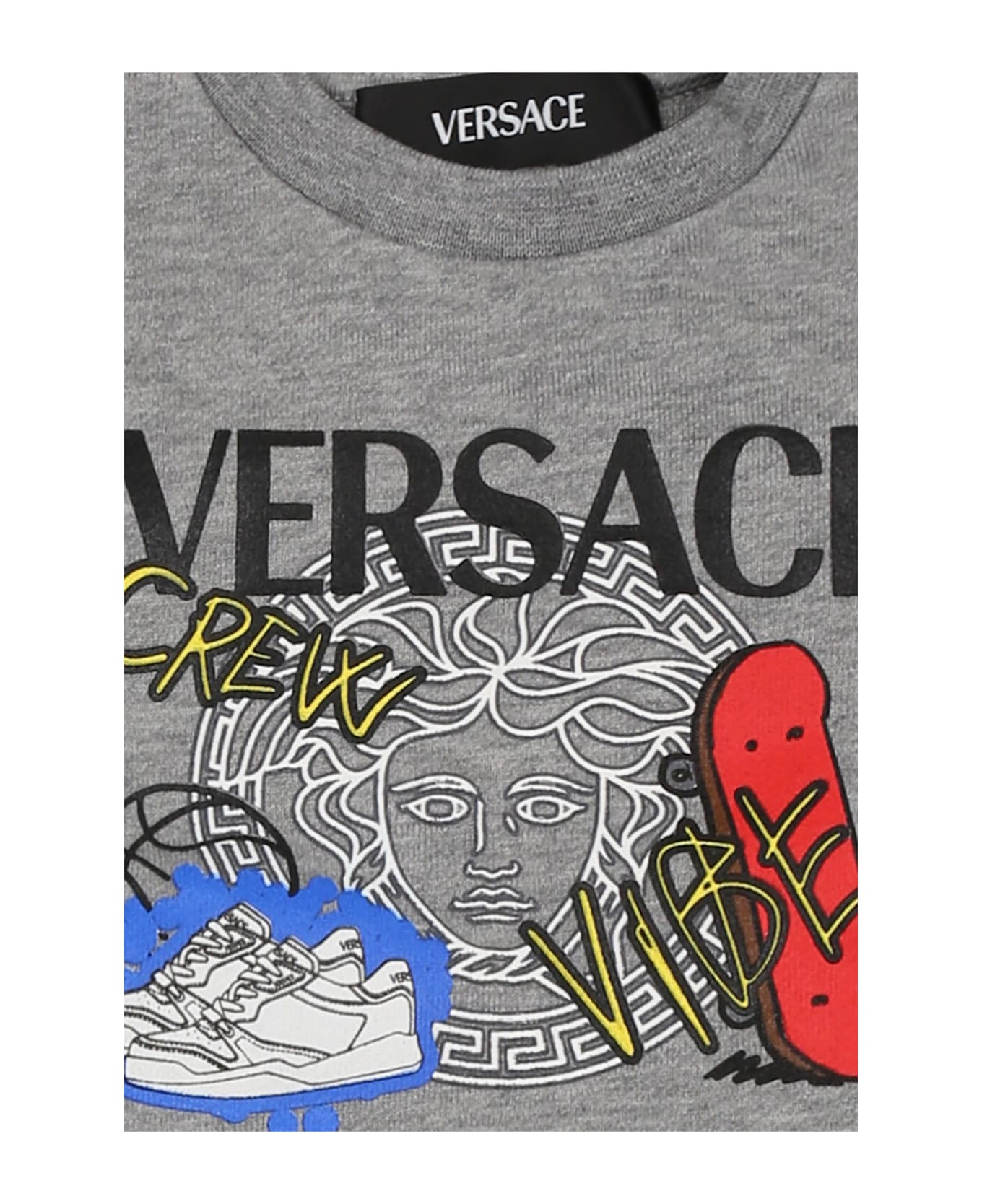 Versace Grey Sweatshirt For Baby Boy With Logo - Grey