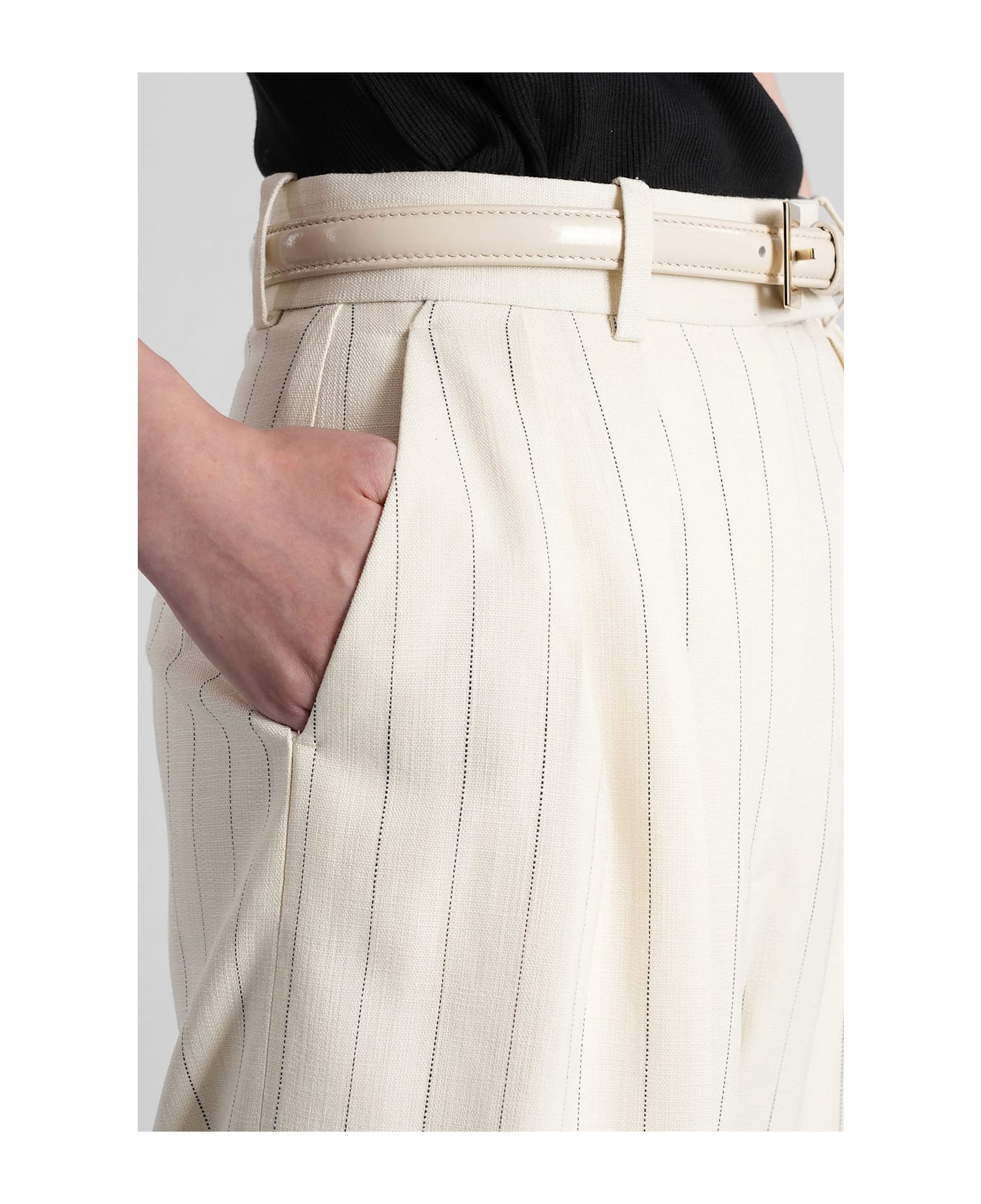 Anine Bing Lou Pants In Beige Viscose - beige