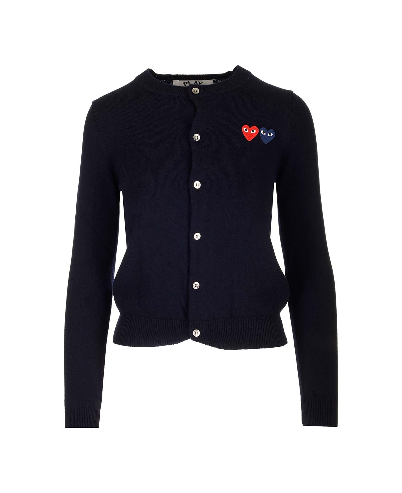 Comme des Garçons Play Crewneck Wool Cardigan - Blue