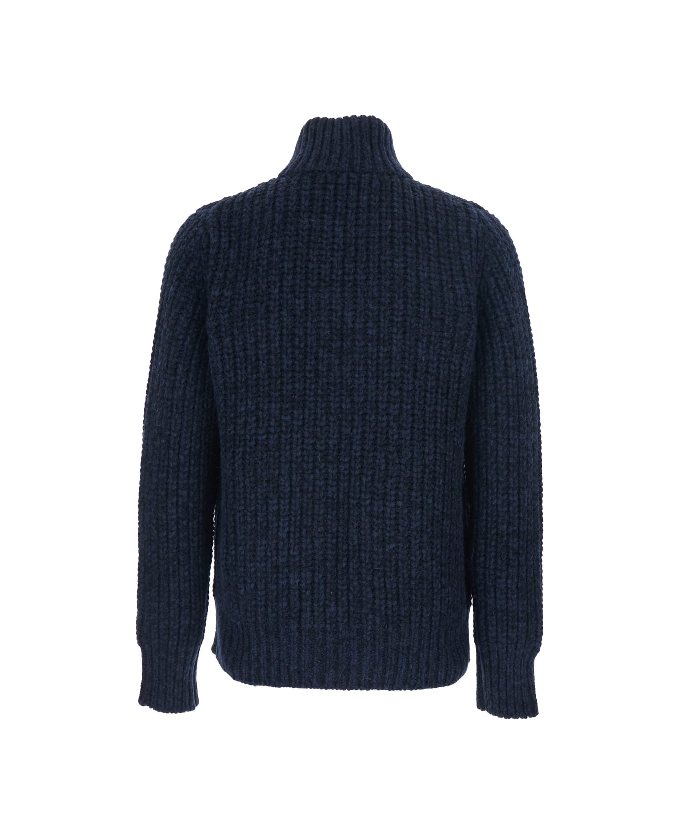 Roberto Collina Blue Jacket With High Neck And Front Zip Closure In Wool And Cashmere Blend Man - Blu