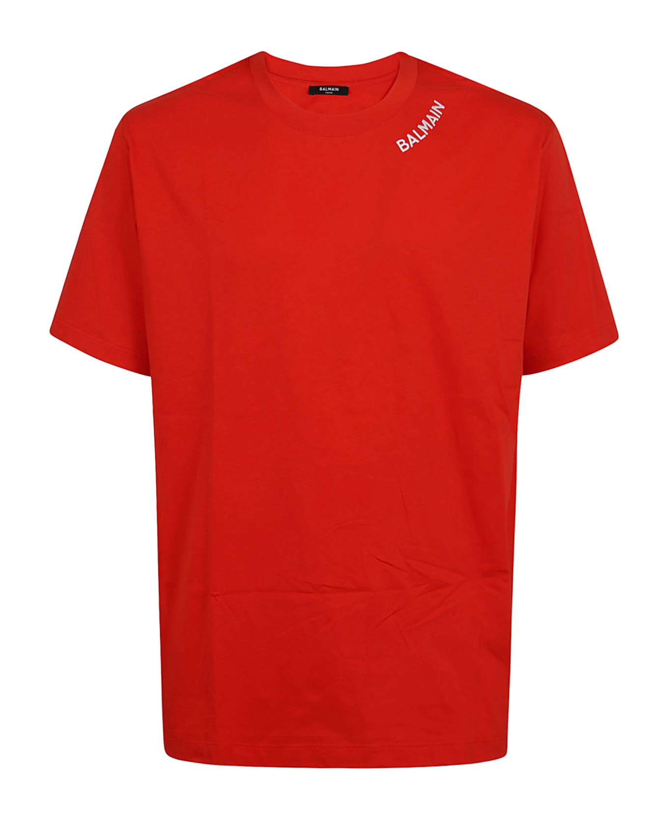 Balmain Stitch Collar T-shirt Straight Fit - Mef Rouge Blanc シャツ