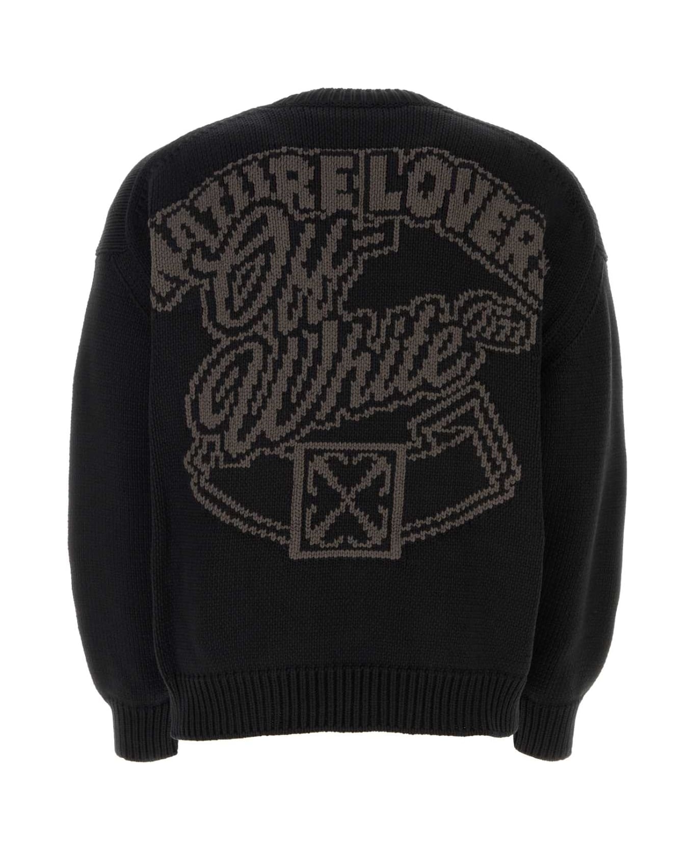 Off-White Black Cotton Blend Oversize Sweater - 1009 ニットウェア