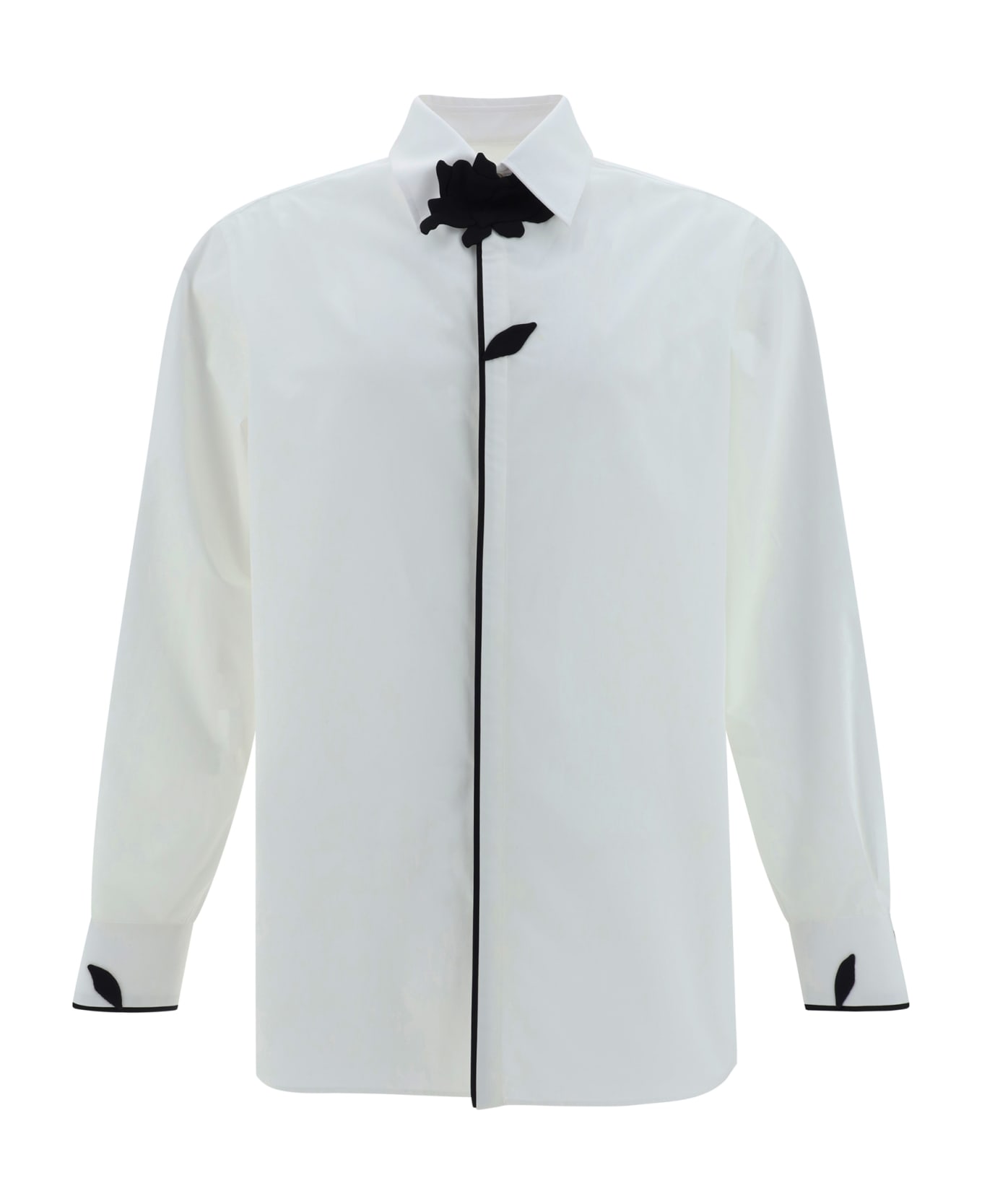 Valentino Shirt Embroiders Flowers - Bianco/nero