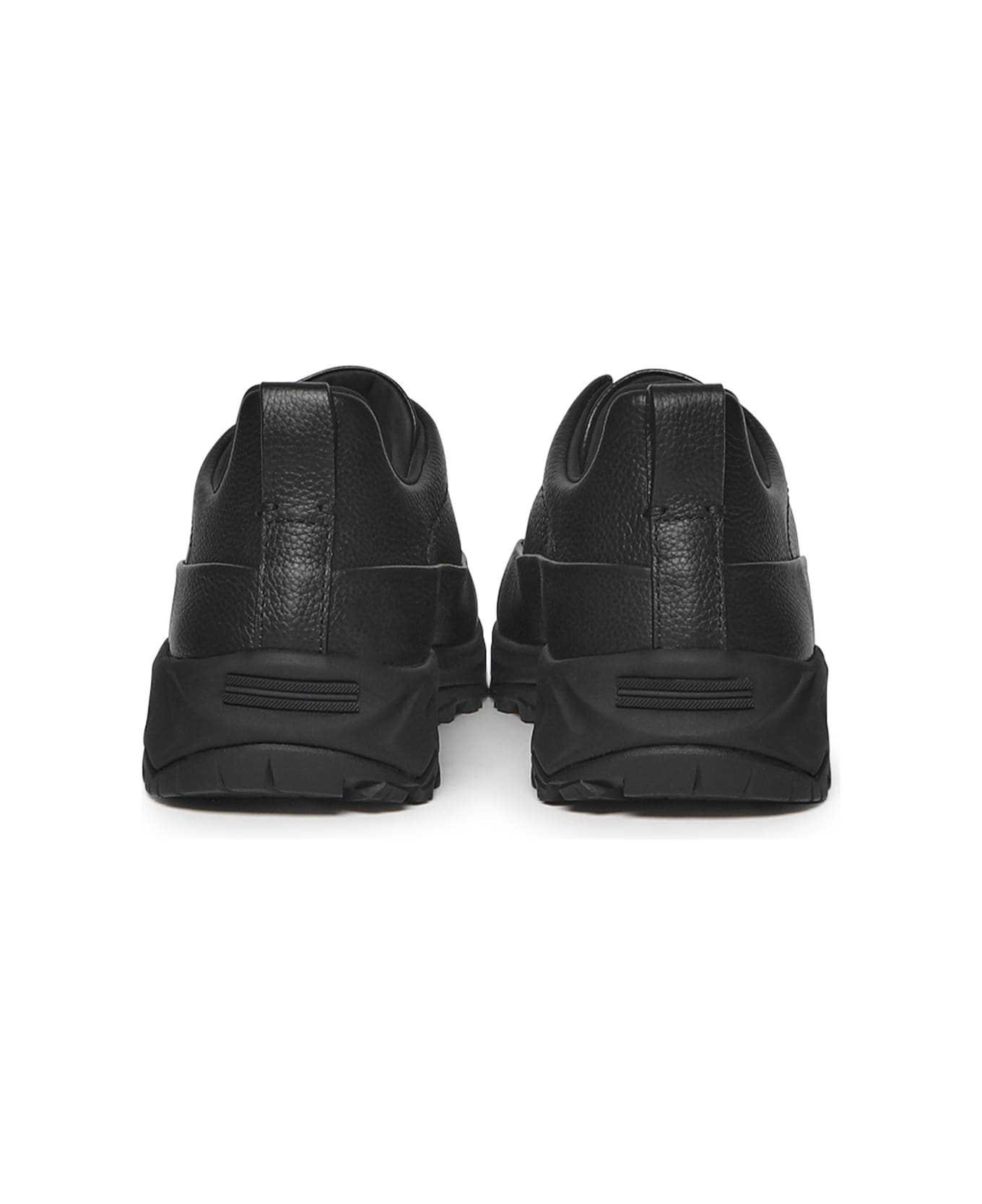 Zegna Triple Stitch Leather Seaker - Black