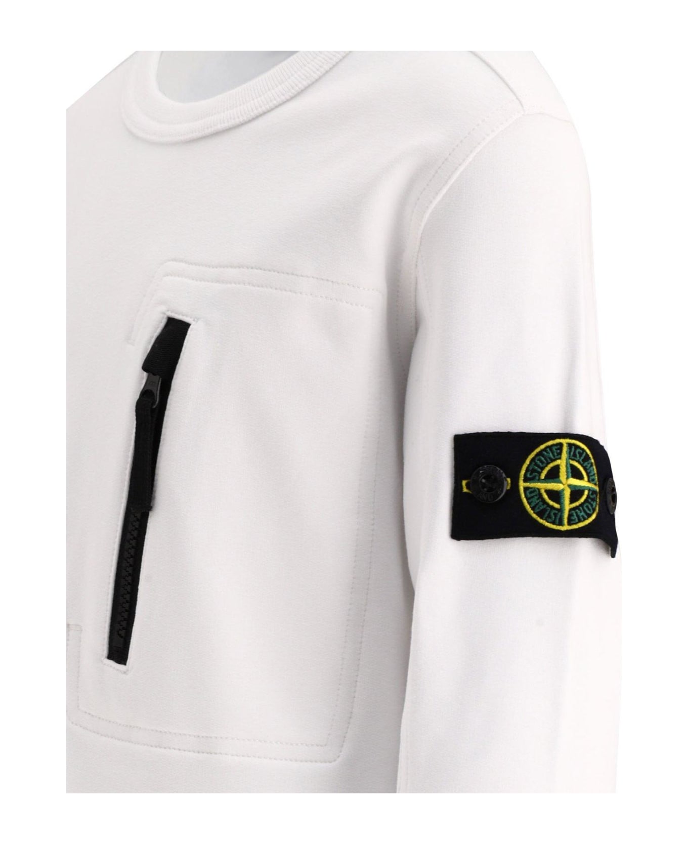 Stone Island Compass-patch Crewneck Sweatshirt - WHITE