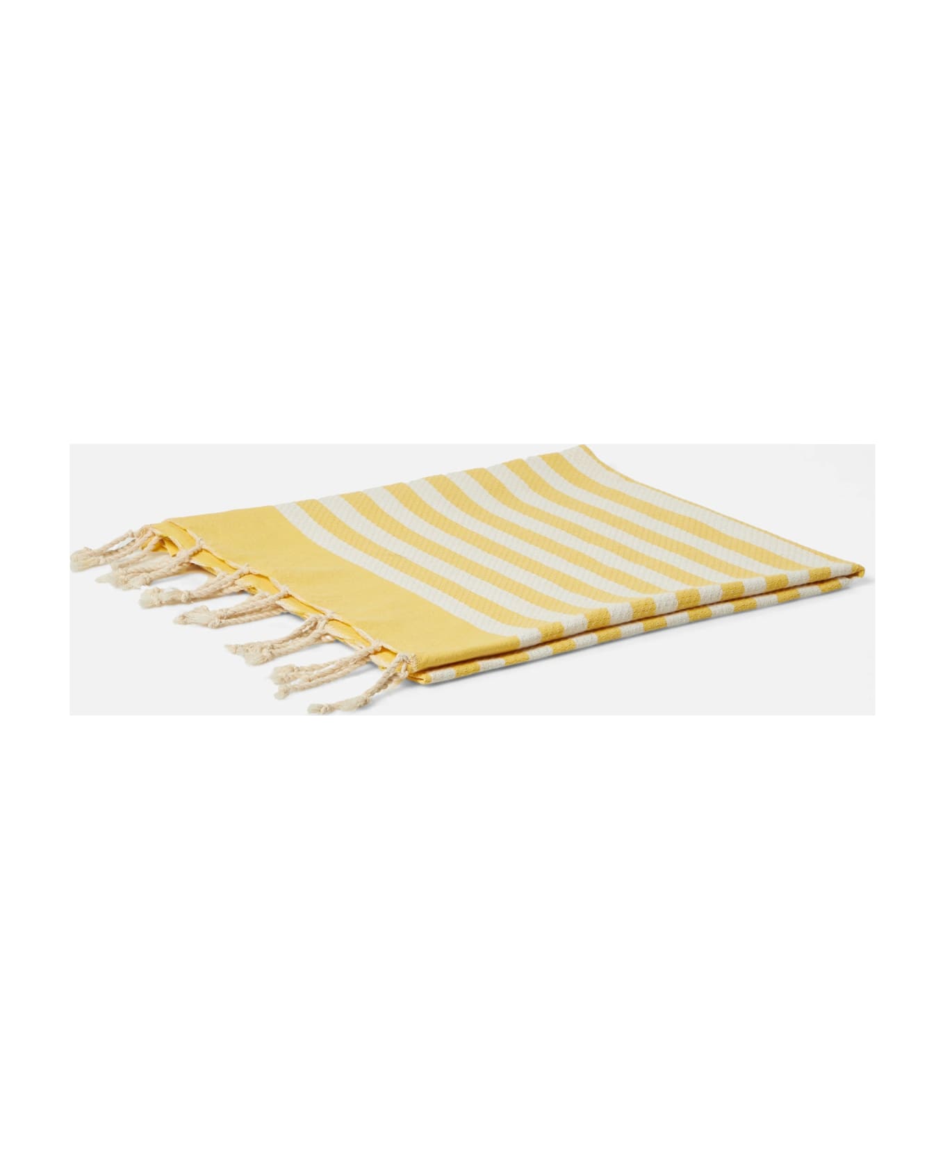 MC2 Saint Barth Fouta Classic Honeycomb With White And Yellow Stripes - YELLOW ビーチタオル
