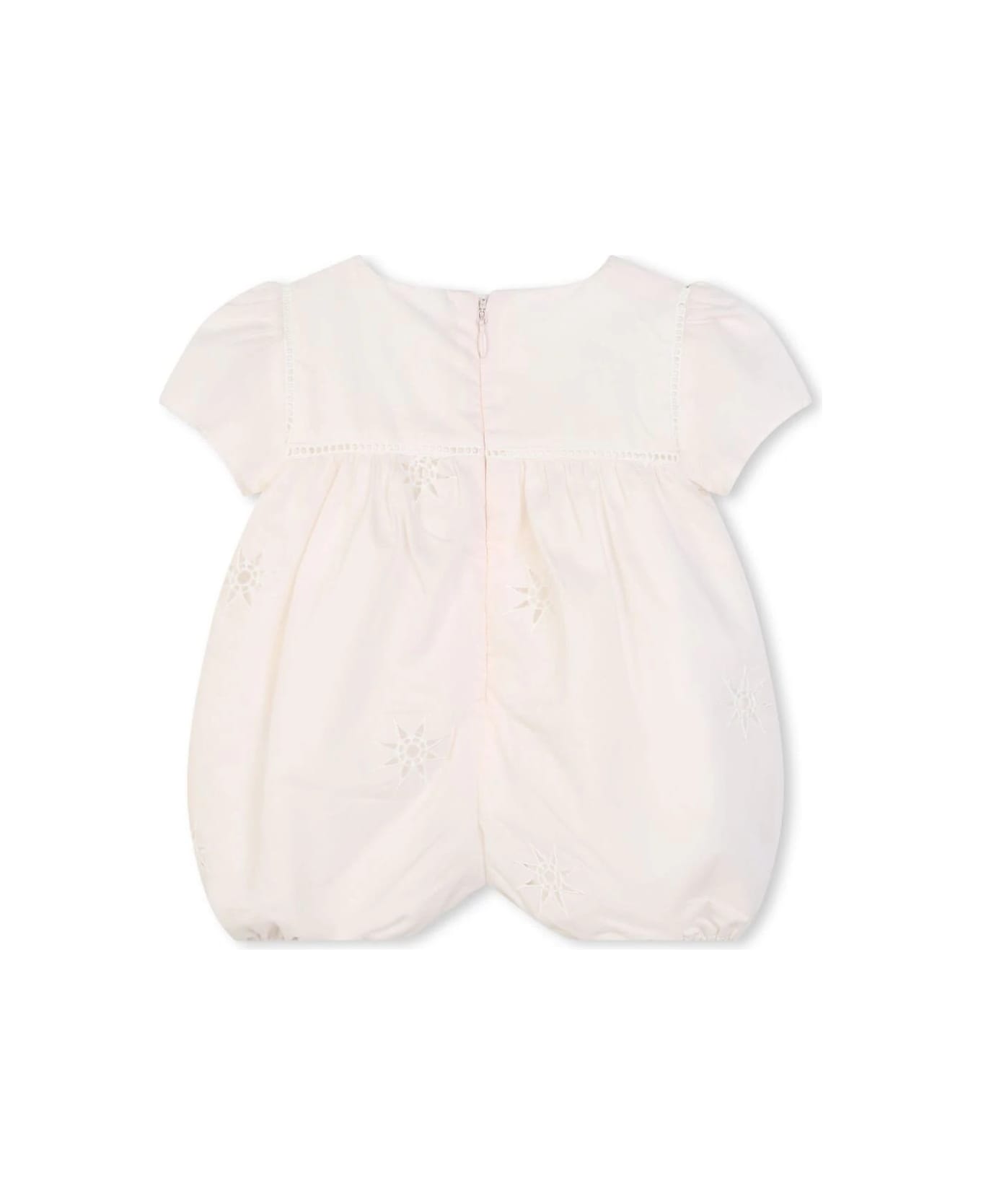Chloé Light Pink Romper With Embroidery - White