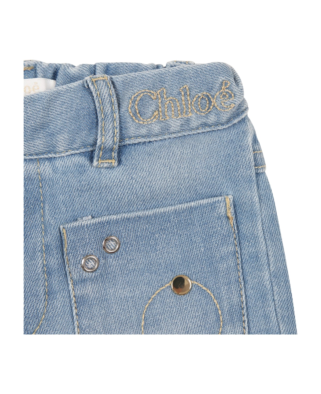 Chloé Denim Jeans For Baby Girl - Denim