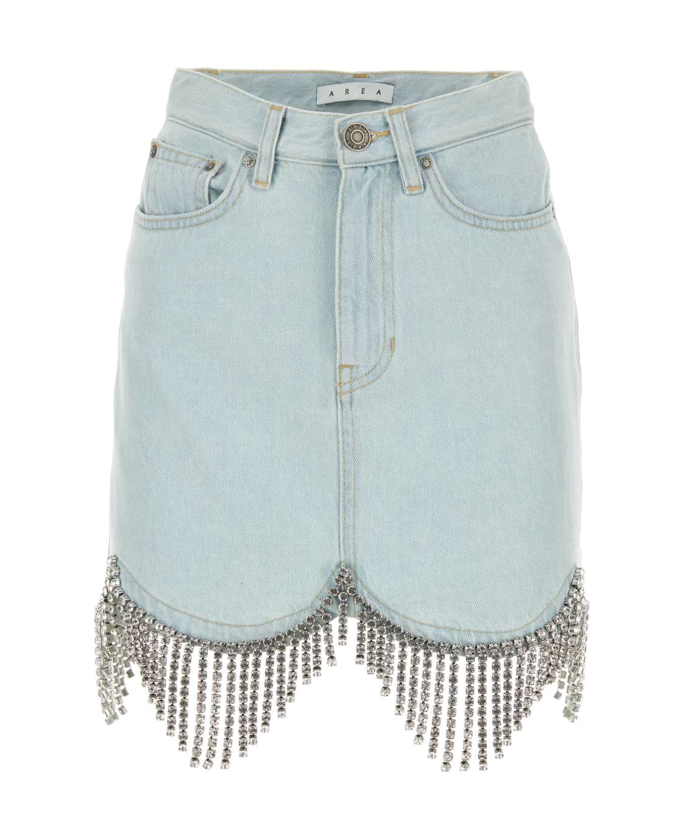 AREA Light-blue Denim Mini Skirt - PALEBLUE ショートパンツ