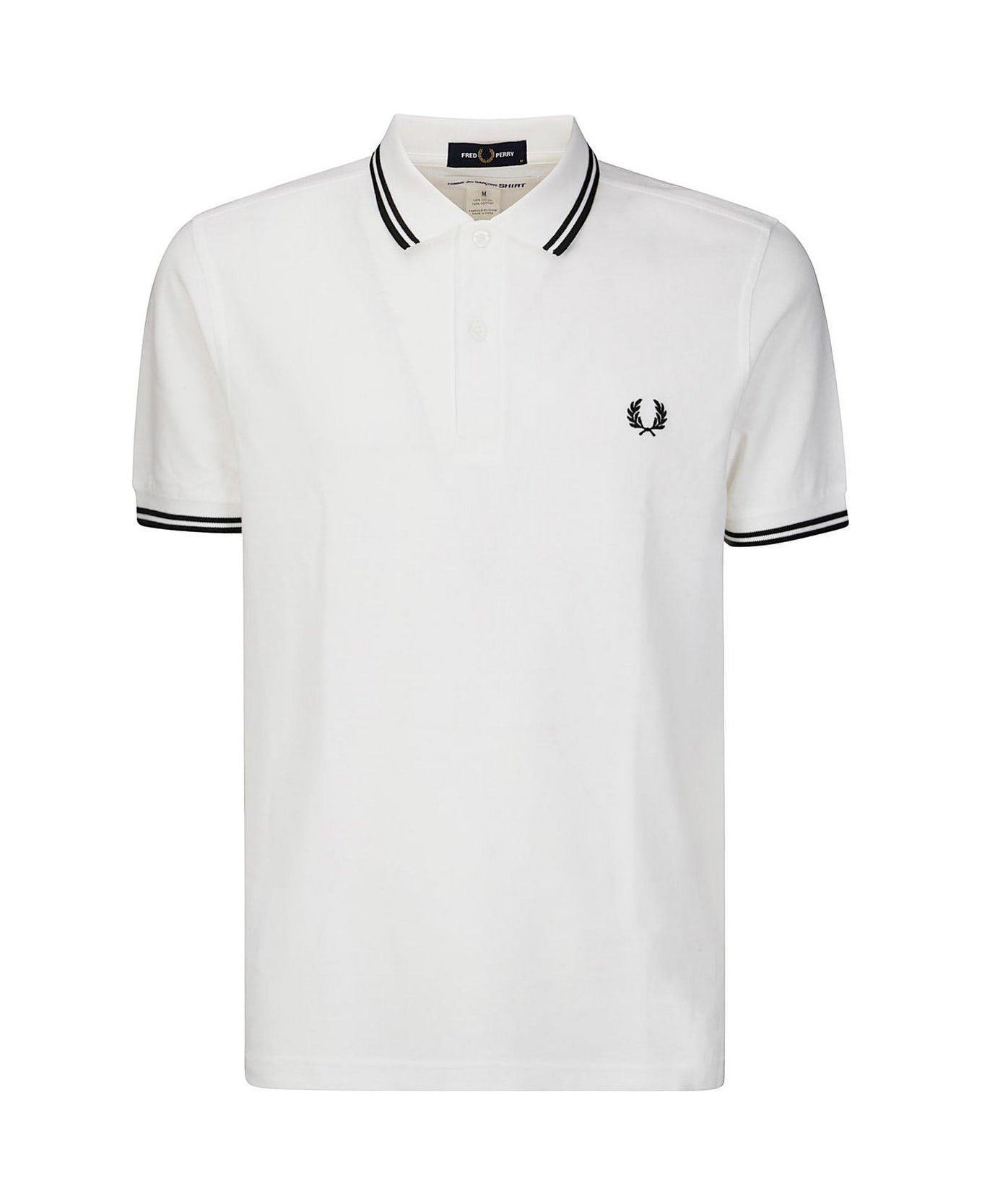 Comme des Garçons Shirt X Fred Perry Text-printed Polo Shirt - White