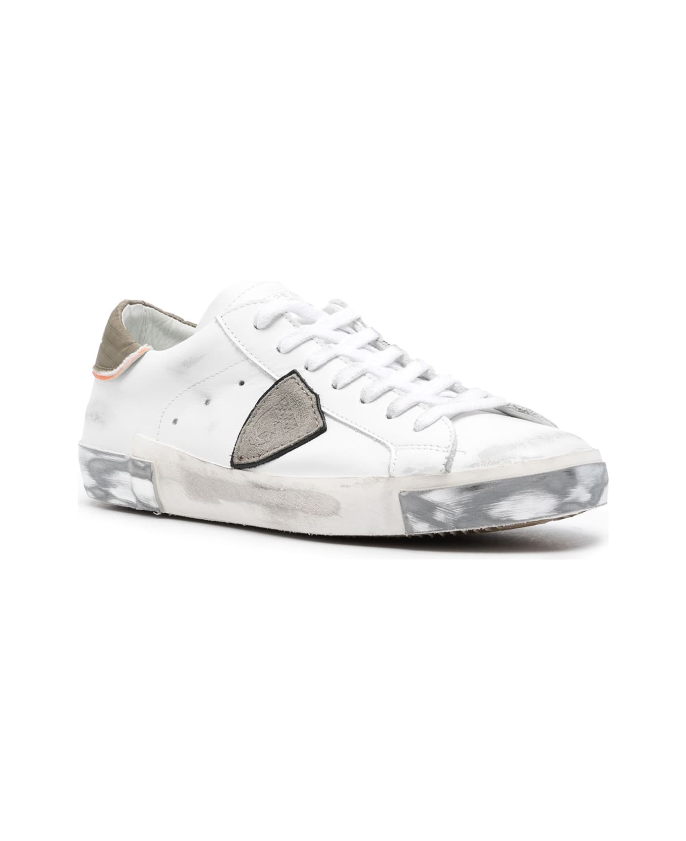 Philippe Model White And Green Prsx Sneakers - White