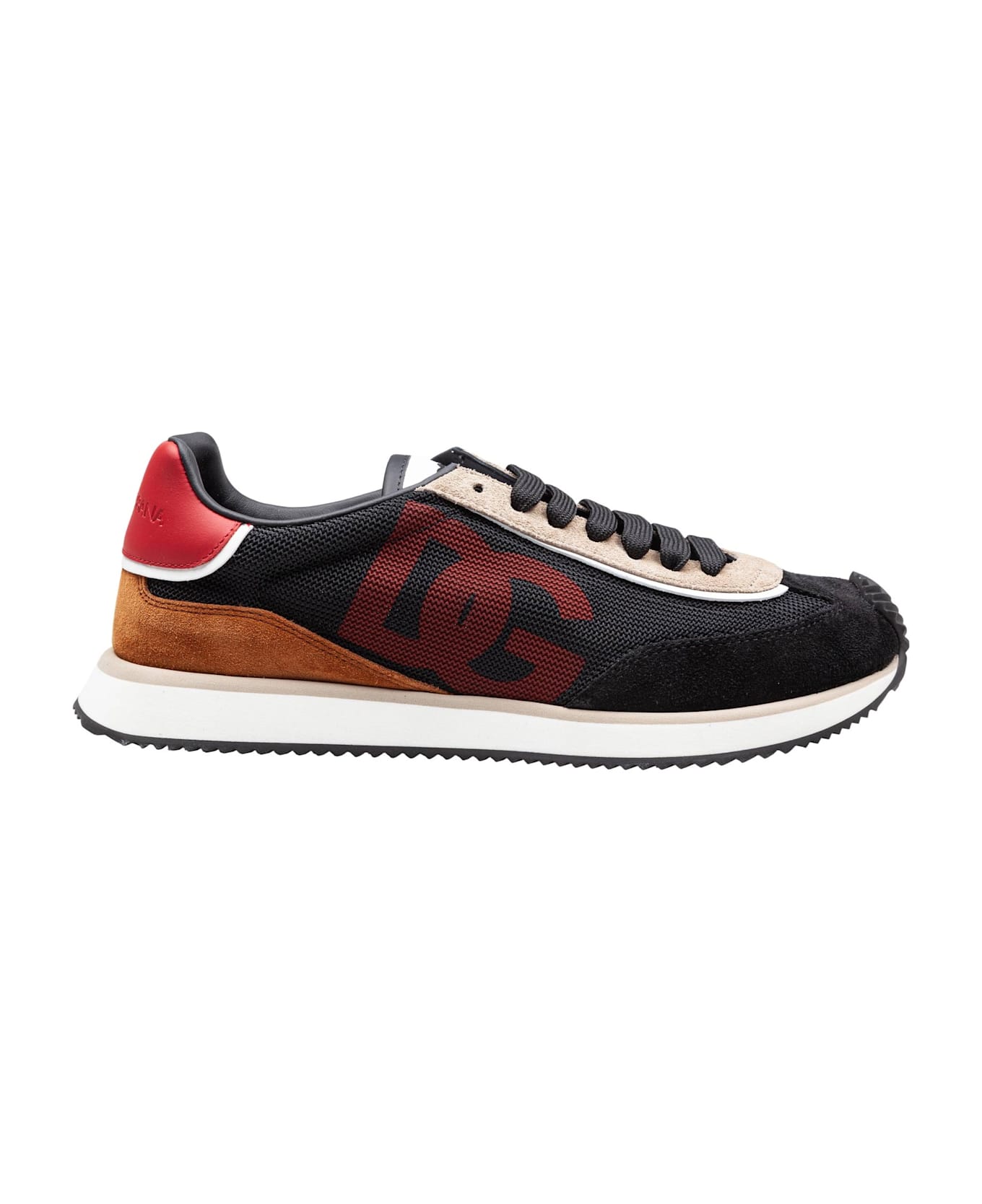 Dolce & Gabbana Cushion Sneakers In Mixed Materials Color Black/beige - Black/Beige