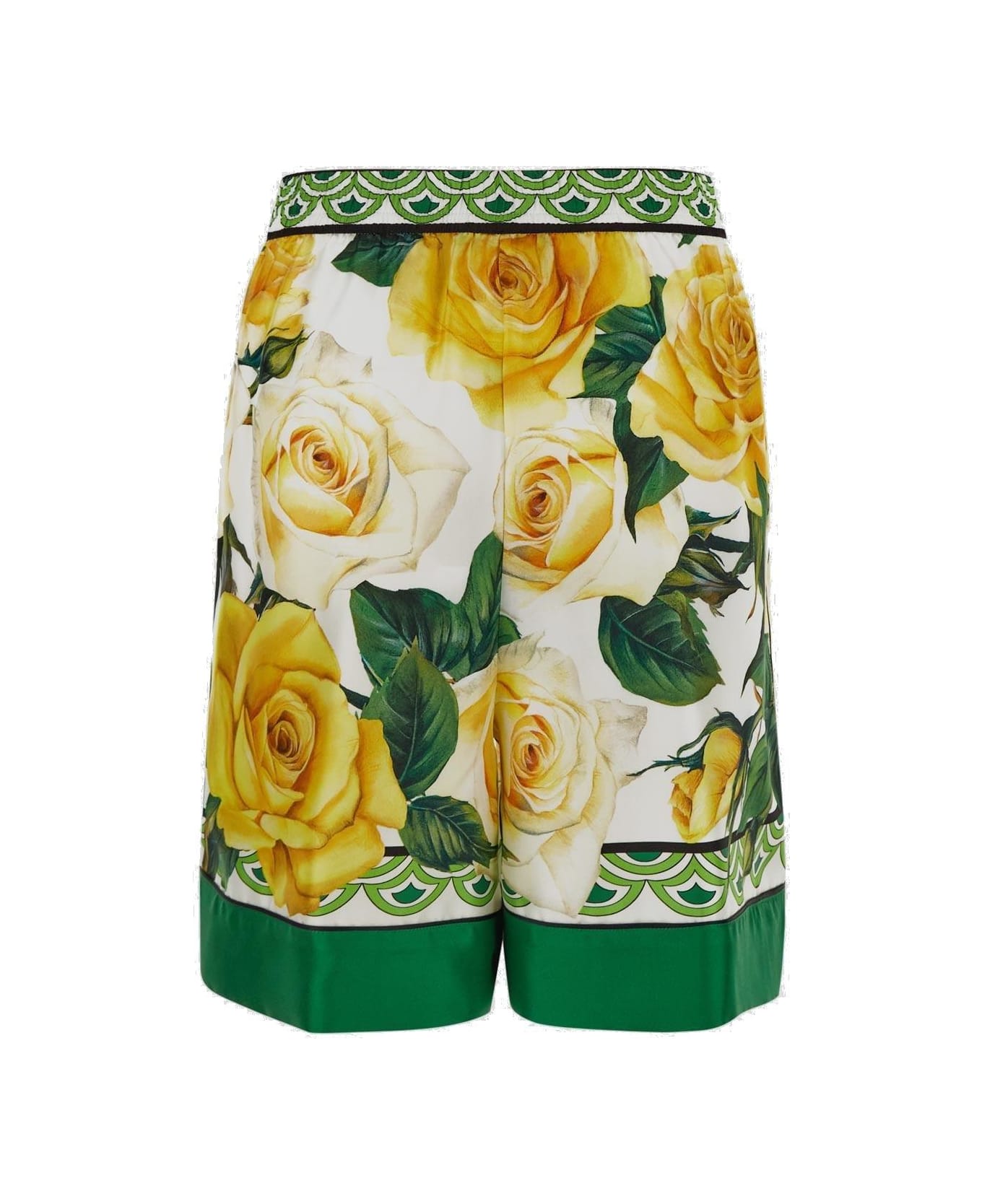 Dolce & Gabbana Floral Printed Shorts - GREEN/YELLOW