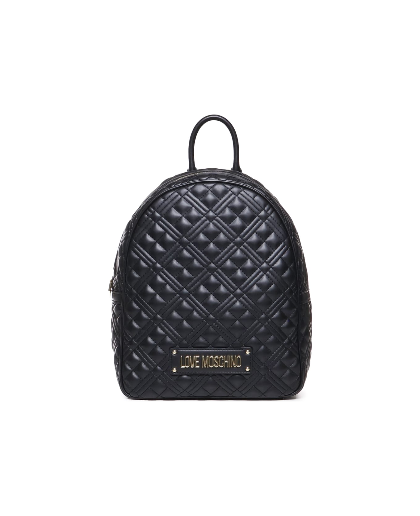 Love Moschino Quilted Backpack With Logo - Black