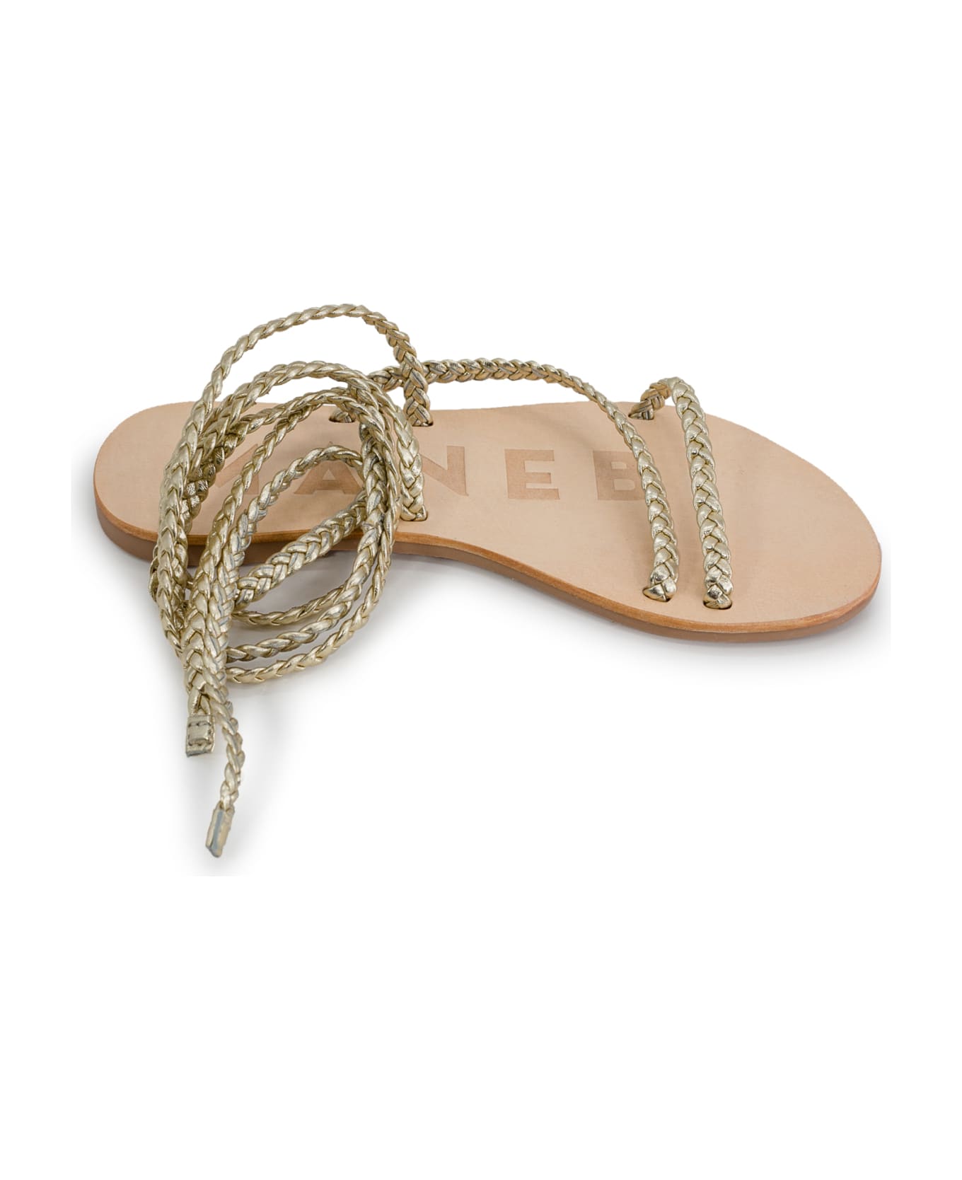 Manebi Leather Sandals Tie-up Multi Braid Bands Canyon - Platinum tie-up multi braid ba