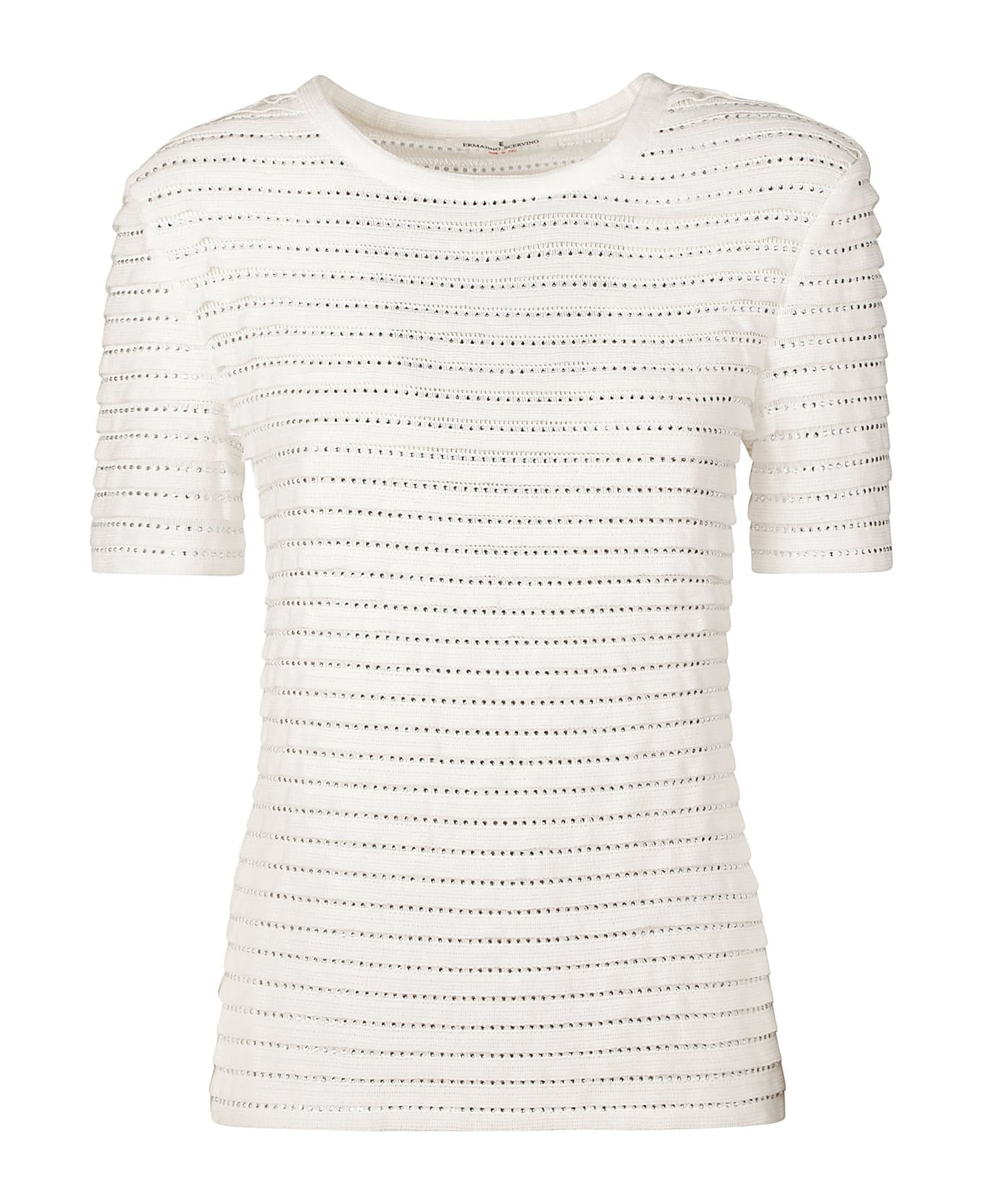 Ermanno Scervino Stripe Pattern Studded T-shirt - White Tシャツ