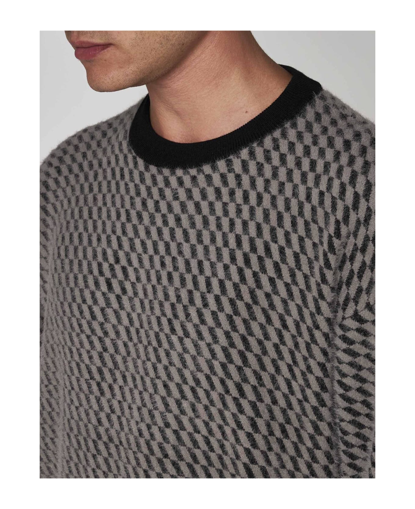 Giorgio Armani Geometric Motif Wool-blend Sweater - Beige nero