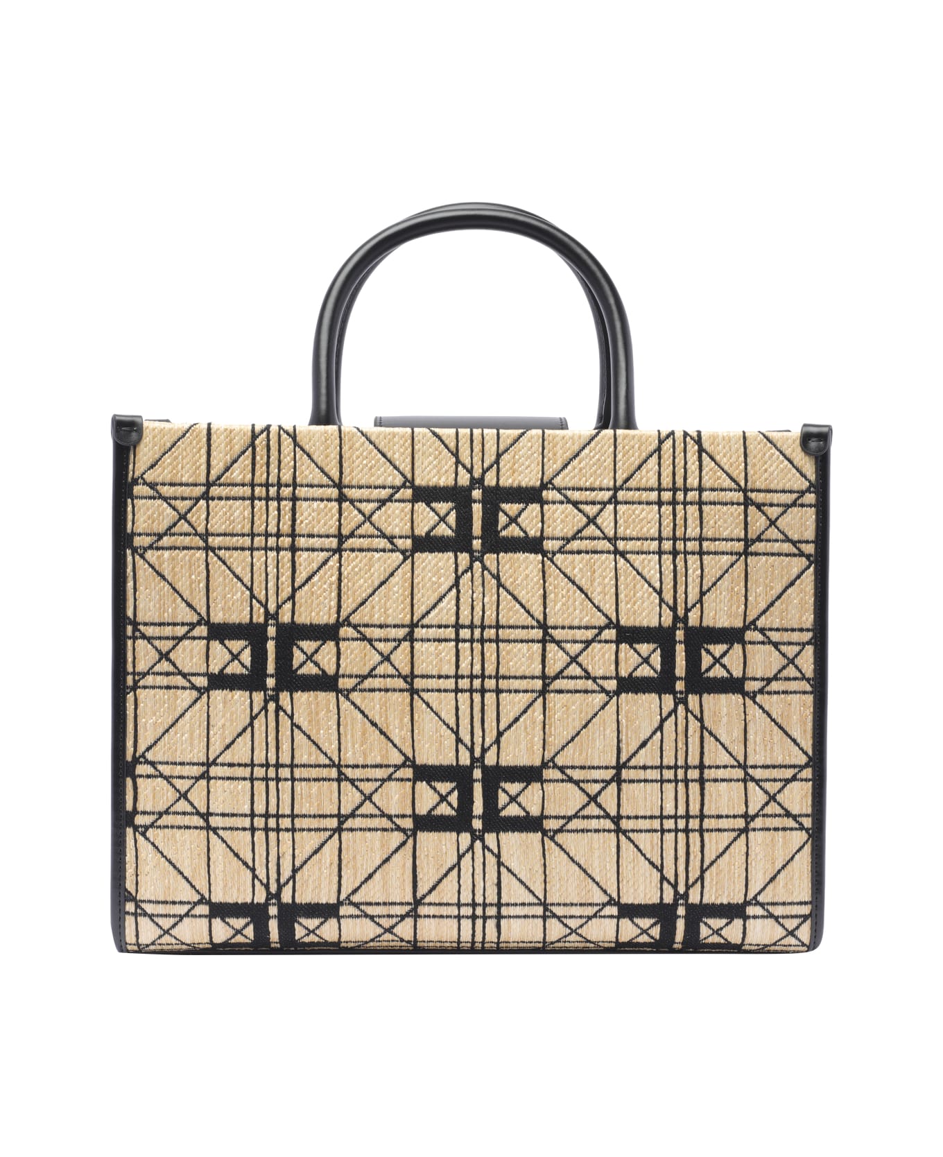 Elisabetta Franchi Logo Tote Bag - BEIGE/black