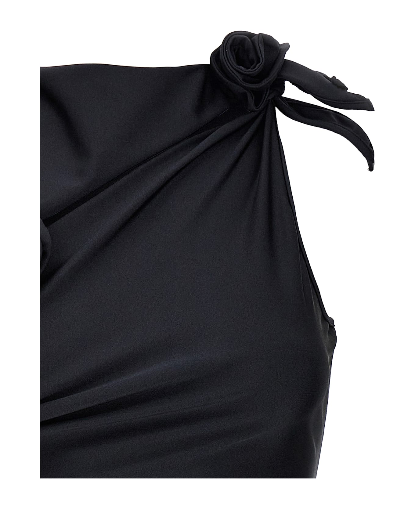Coperni Asymmetric Flower Mini Dress - Black