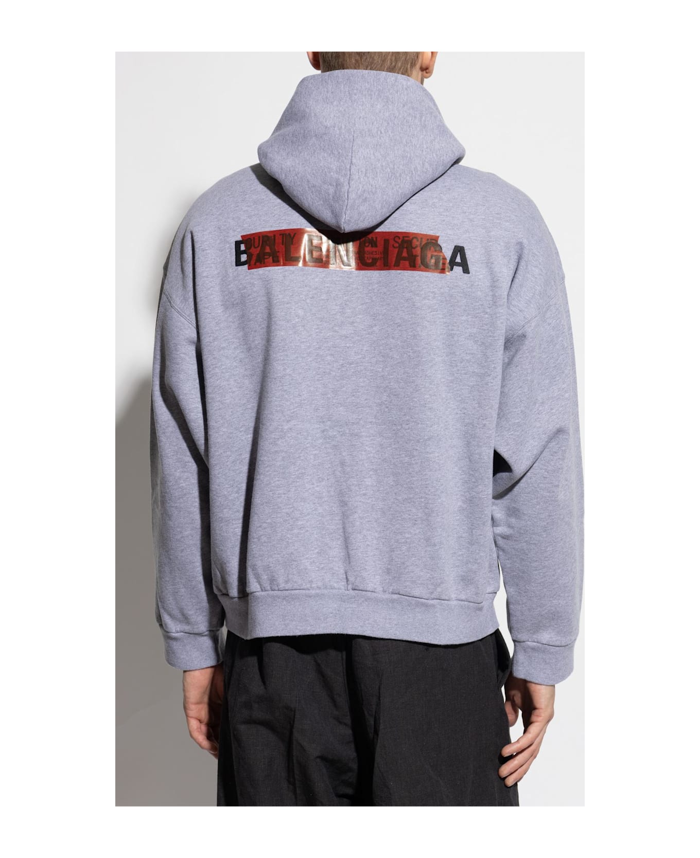 Balenciaga Hoodie - HEATHER GREY BLK RED
