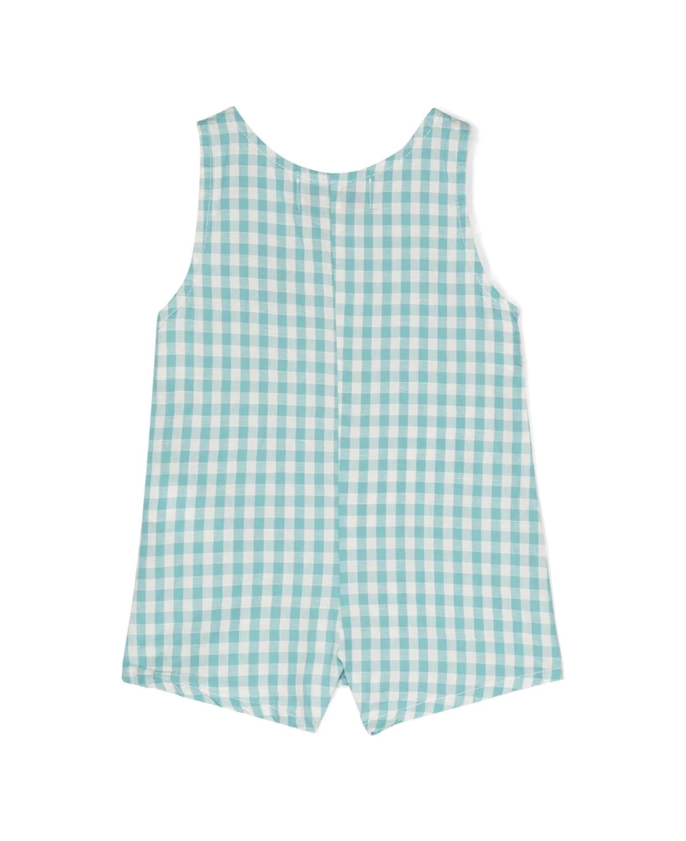 Bobo Choses Baby Ant Vichy Woven Playsuit - Turquoise