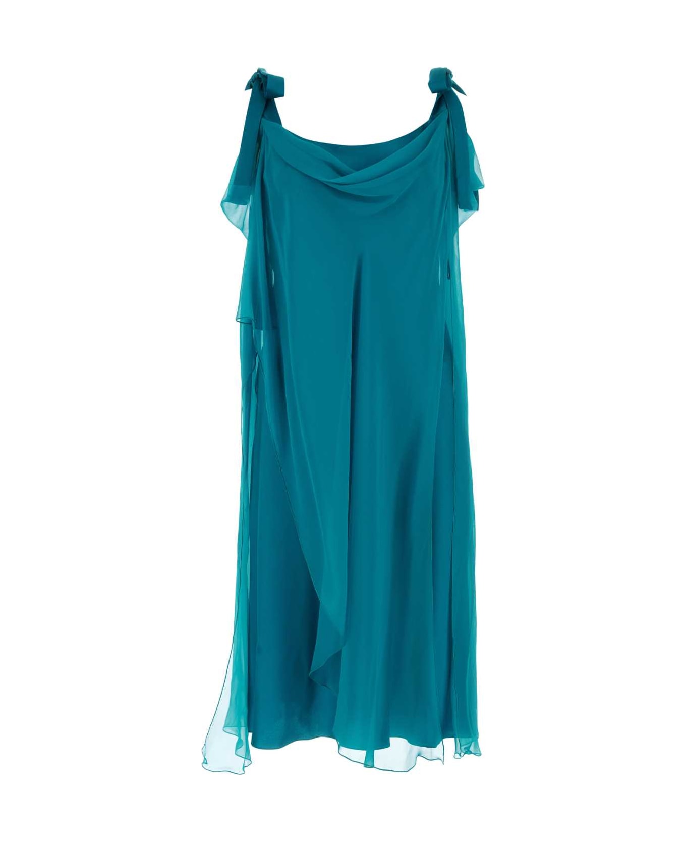 Alberta Ferretti Teal Green Silk Dress - VERDE
