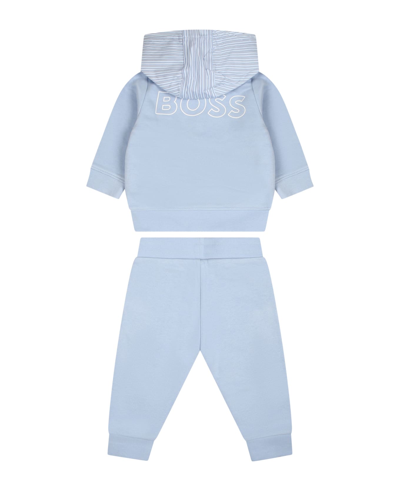 Hugo Boss Light Blue Suit For Baby Boy With Logo - Light Blue ボトムス