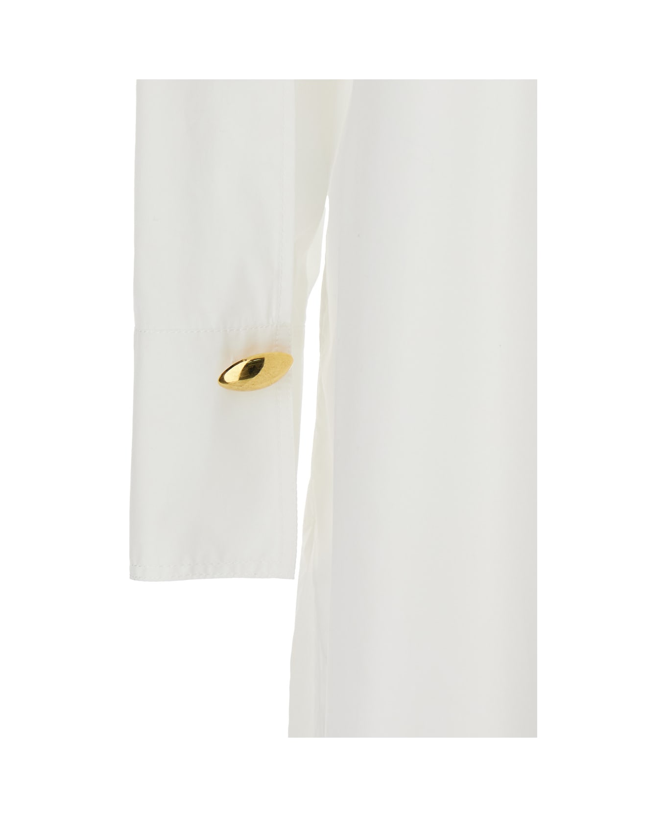 Federica Tosi White Long Shirt With Pointed Collar And Metallic Details On The Cuffs In Fabric Woman - White