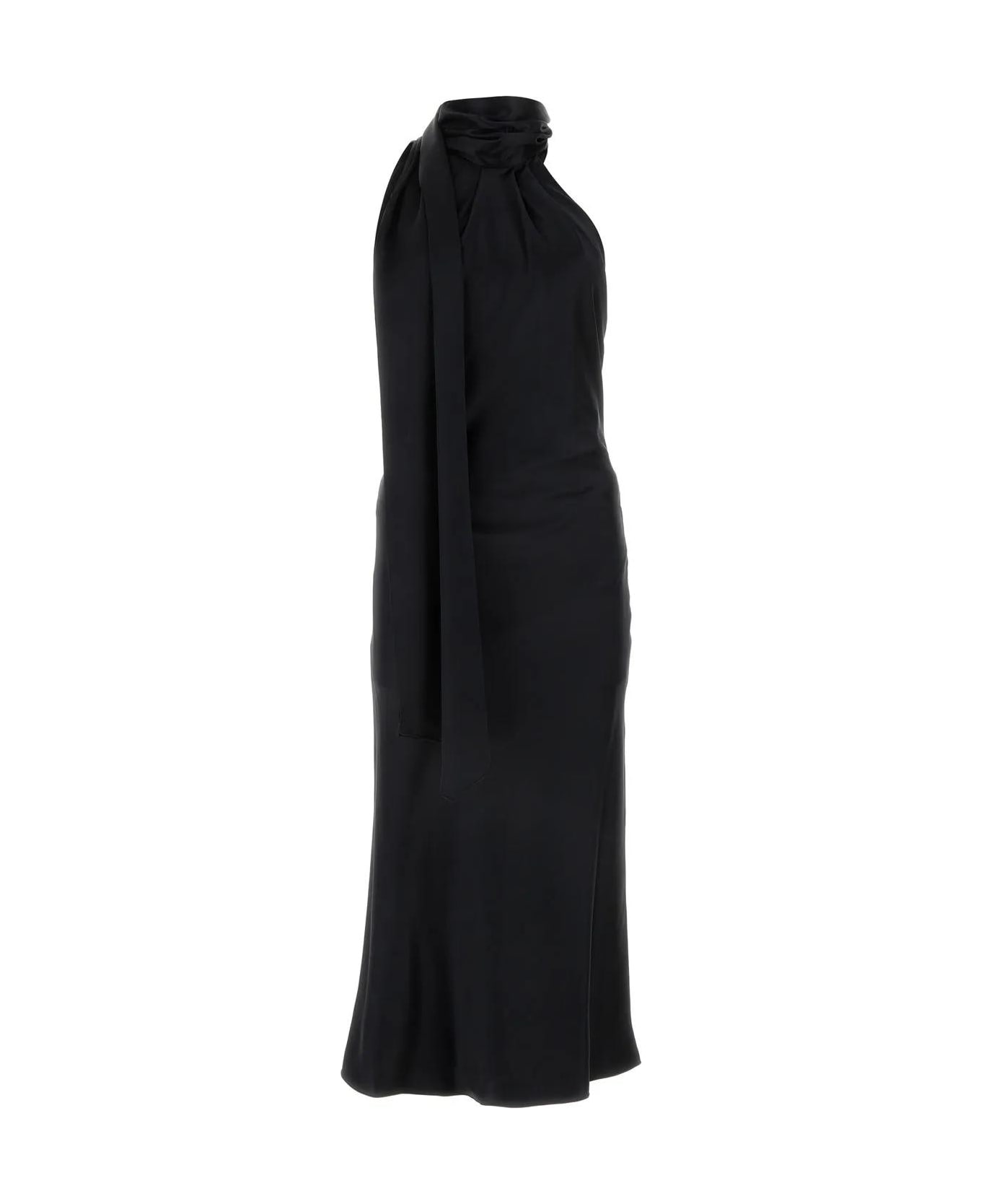 Max Mara Black Silk Moli Long Dress - Black