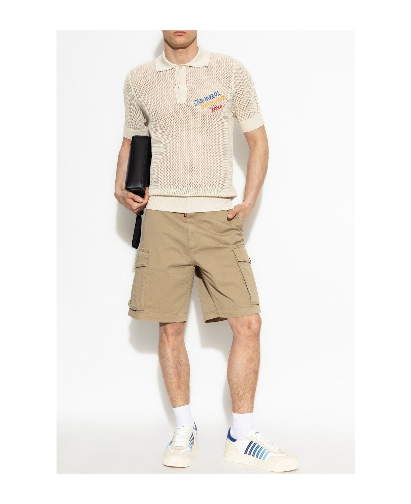 Dsquared2 Summer Lovers Knitted Polo Shirt - Cream